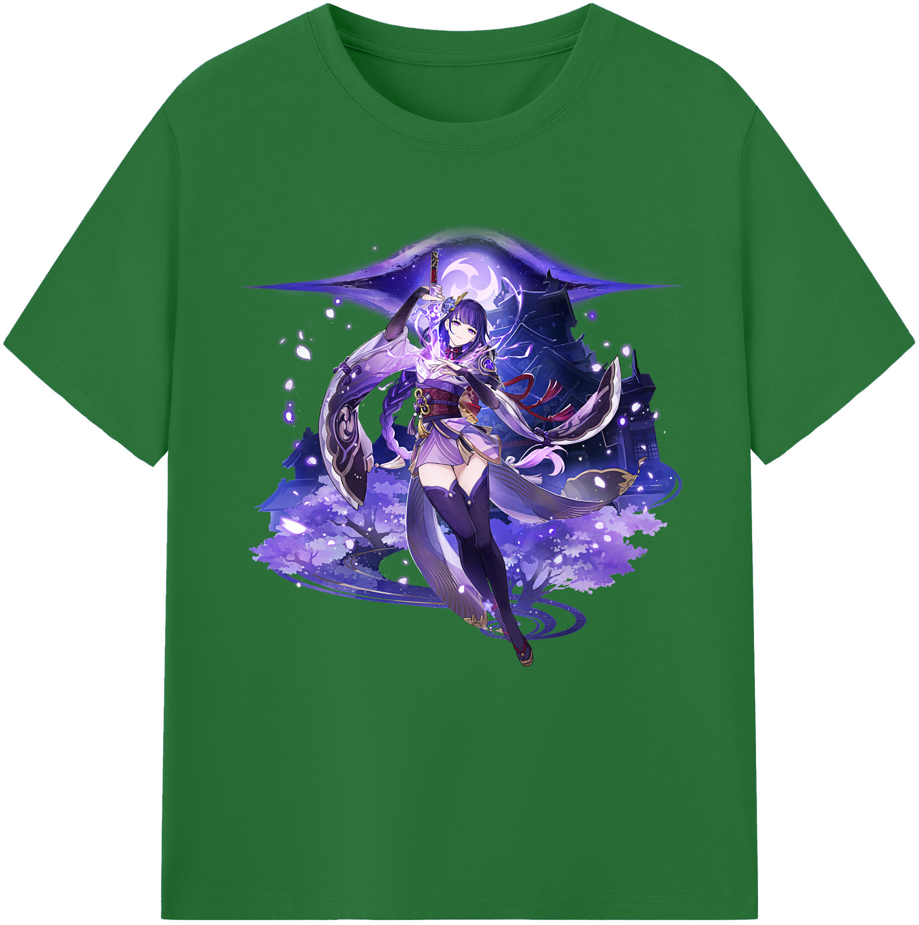 げんし神 雷電将軍 らいでんしょうぐん genshin Raiden Shogun 綿100％半袖Tシャツ（フロントプリント）