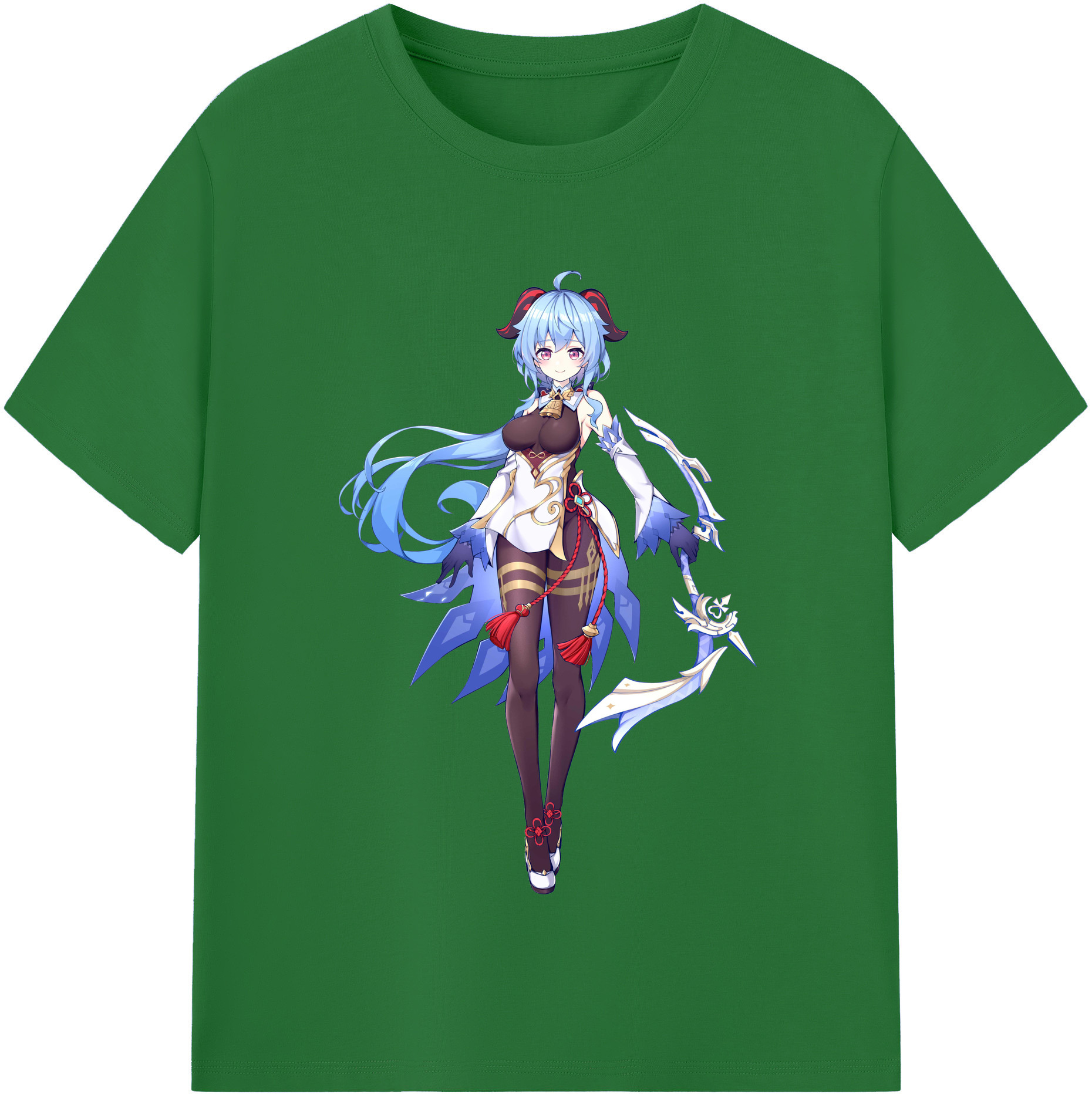 げんし神 甘雨 かんう genshin Ganyu 綿100％半袖Tシャツ（フロントプリント）