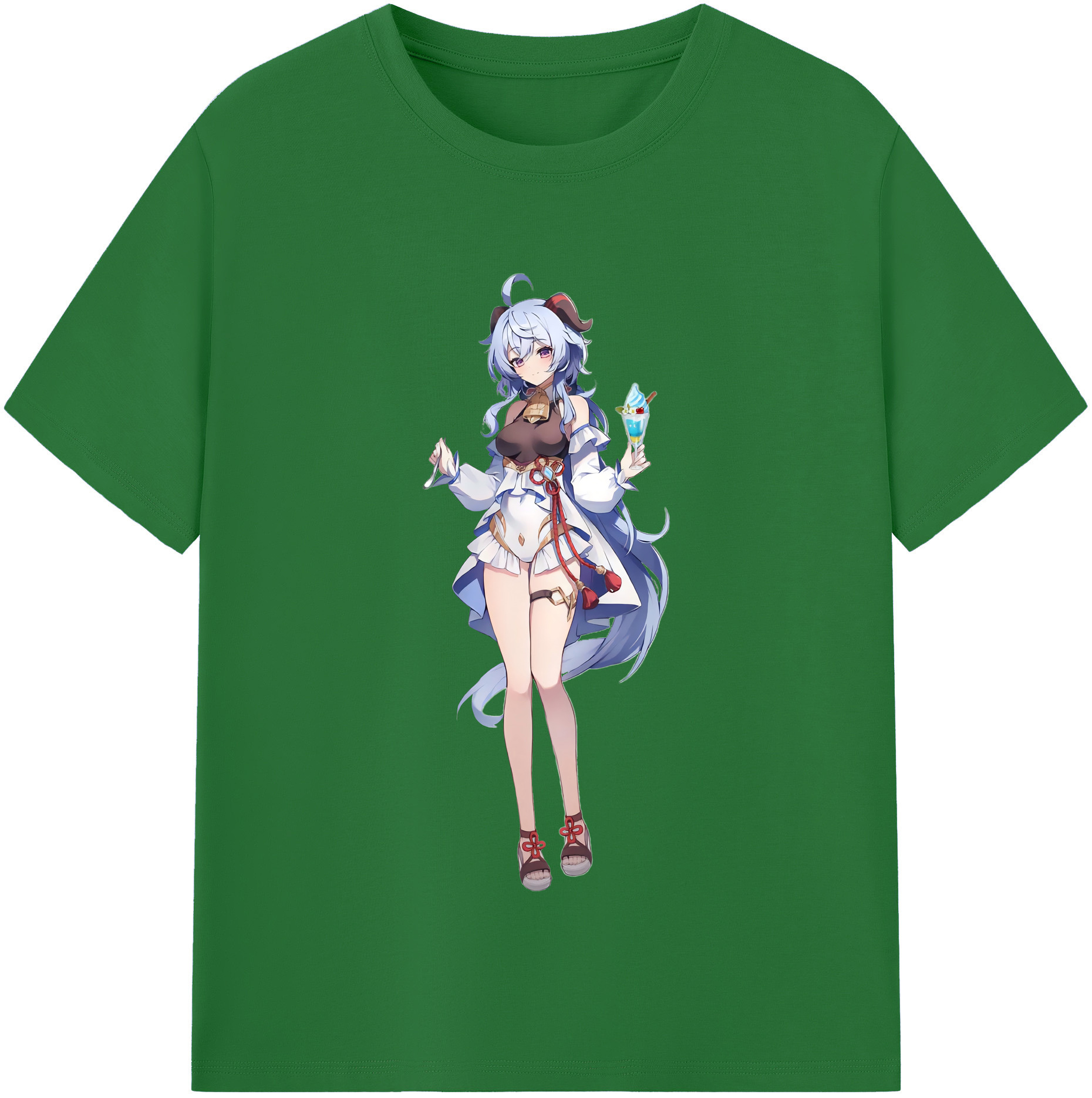 げんし神 甘雨 かんう genshin Ganyu 綿100％半袖Tシャツ（フロントプリント）