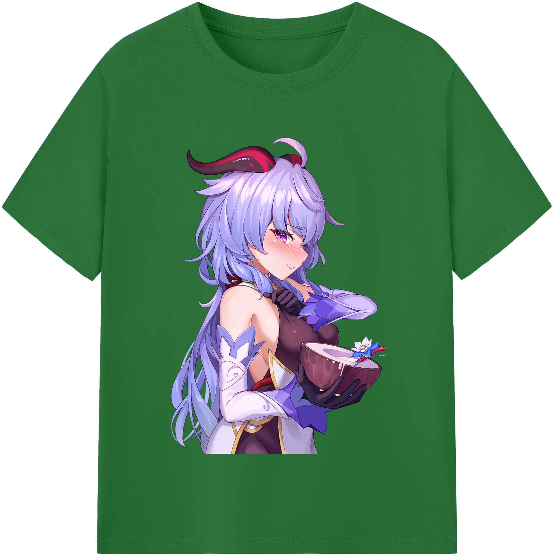 げんし神 甘雨 かんう genshin Ganyu 綿100％半袖Tシャツ（フロントプリント）