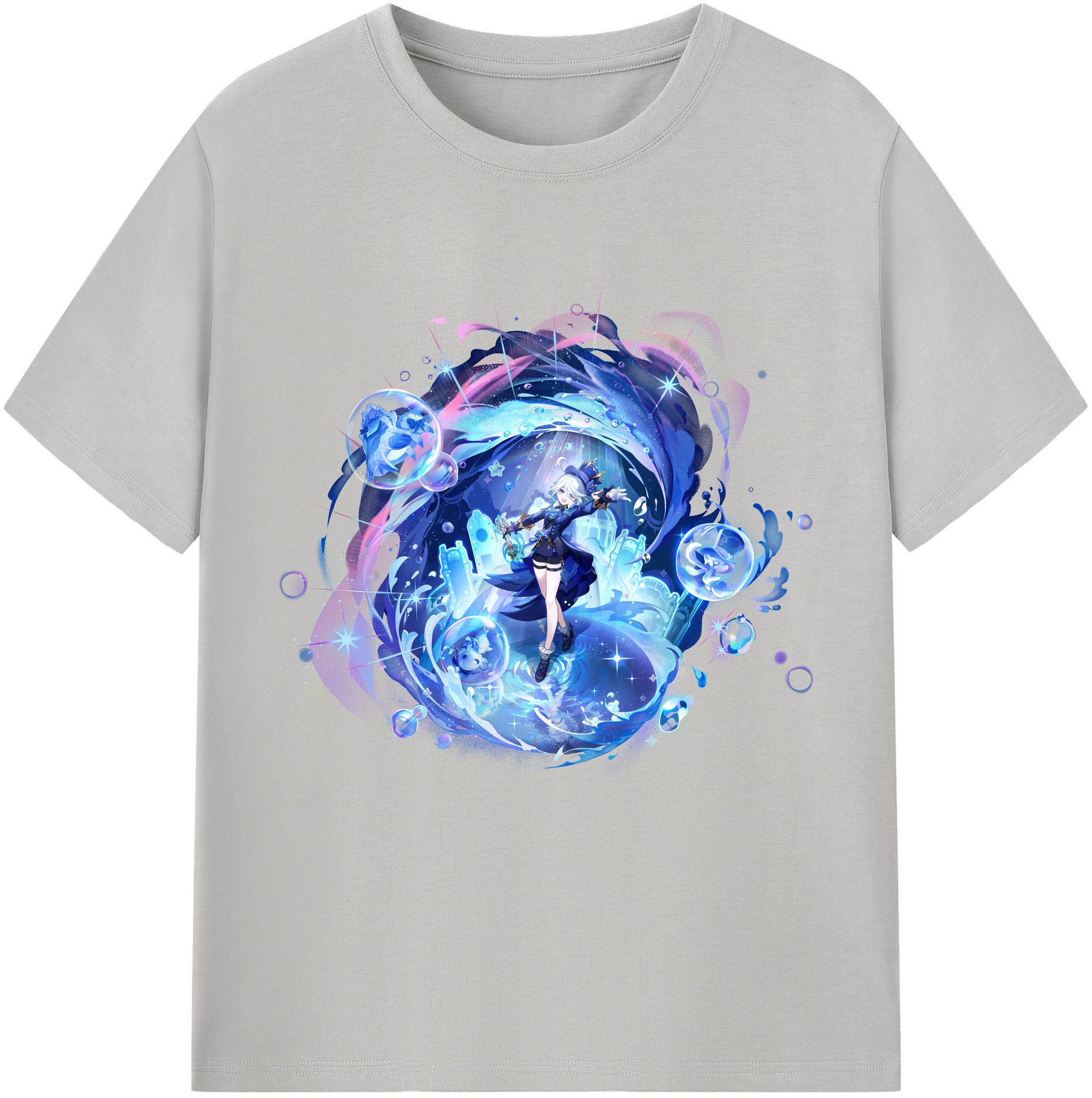 げんし神 フリーナ genshin Furina 綿100％半袖Tシャツ（フロントプリント）