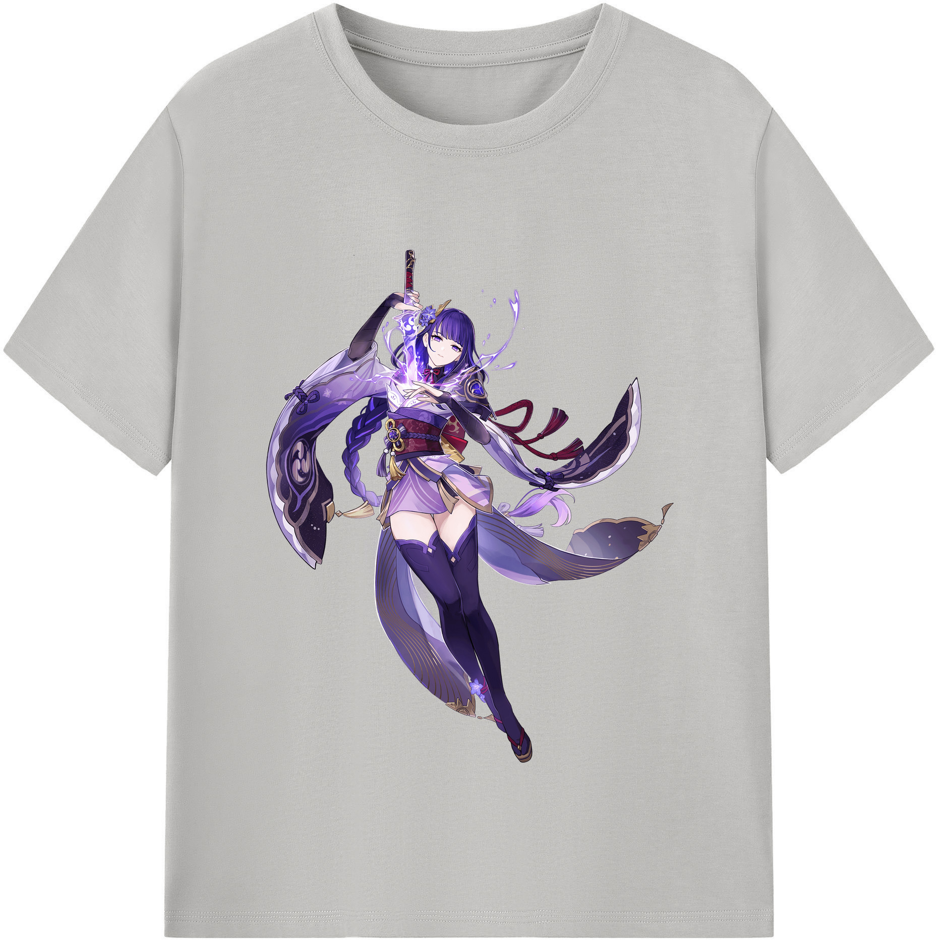 げんし神 雷電将軍 らいでんしょうぐん genshin Raiden Shogun 綿100％半袖Tシャツ（フロントプリント）