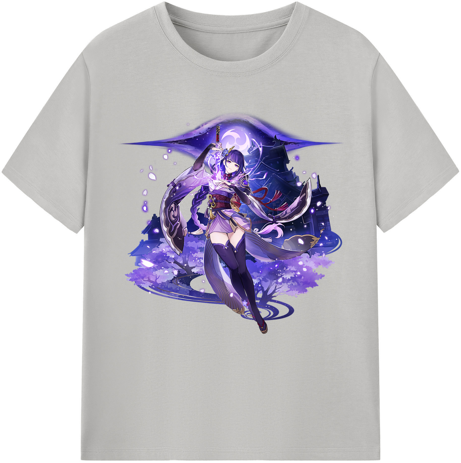 げんし神 雷電将軍 らいでんしょうぐん genshin Raiden Shogun 綿100％半袖Tシャツ（フロントプリント）