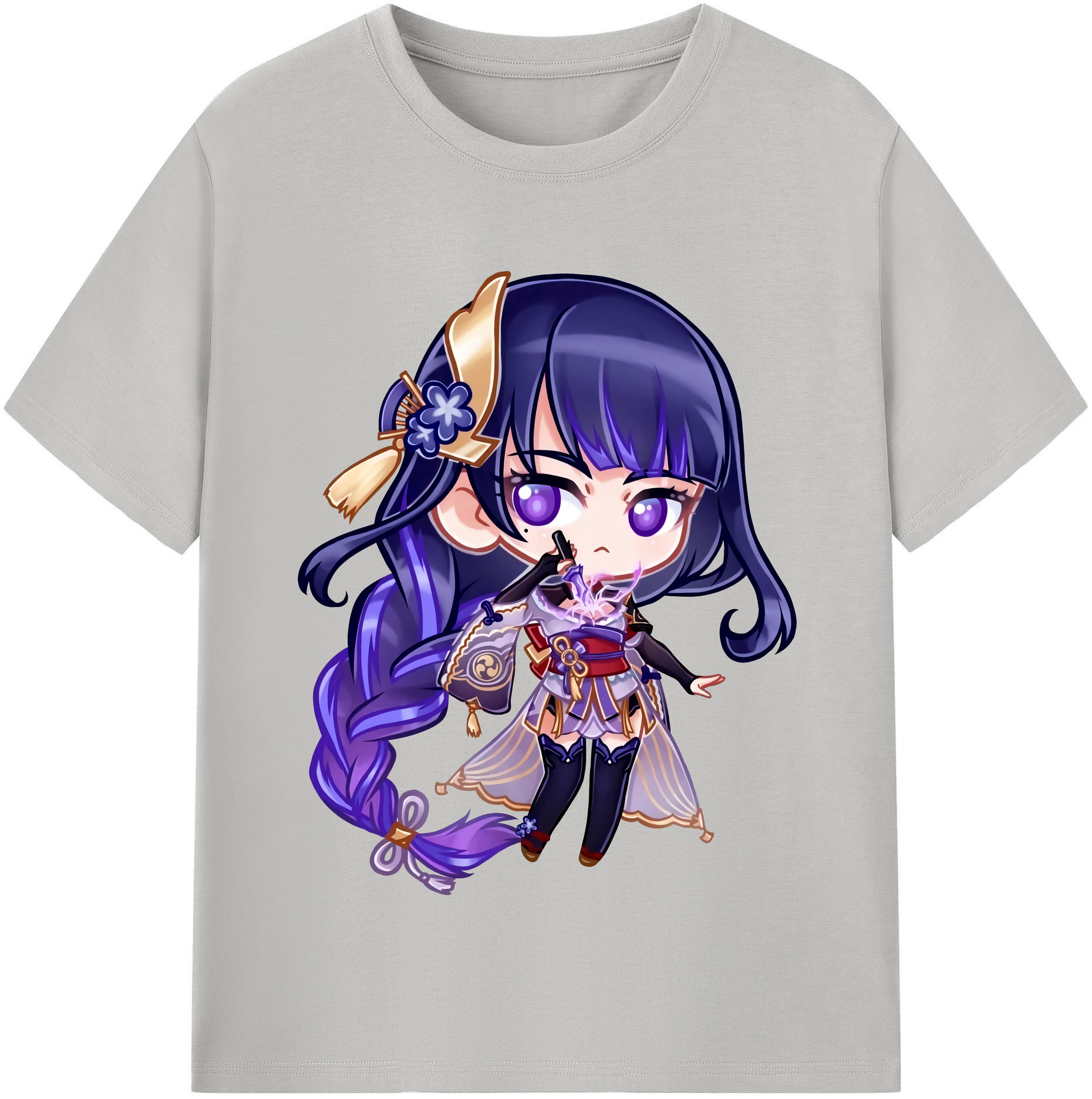 げんし神 雷電将軍 らいでんしょうぐん genshin Raiden Shogun 綿100％半袖Tシャツ（フロントプリント）
