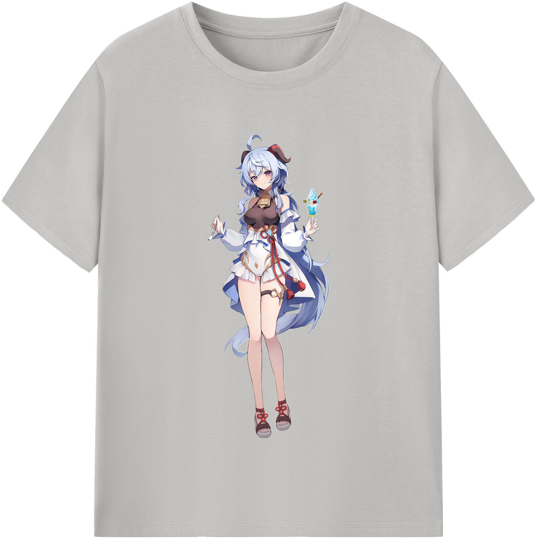 げんし神 甘雨 かんう genshin Ganyu 綿100％半袖Tシャツ（フロントプリント）
