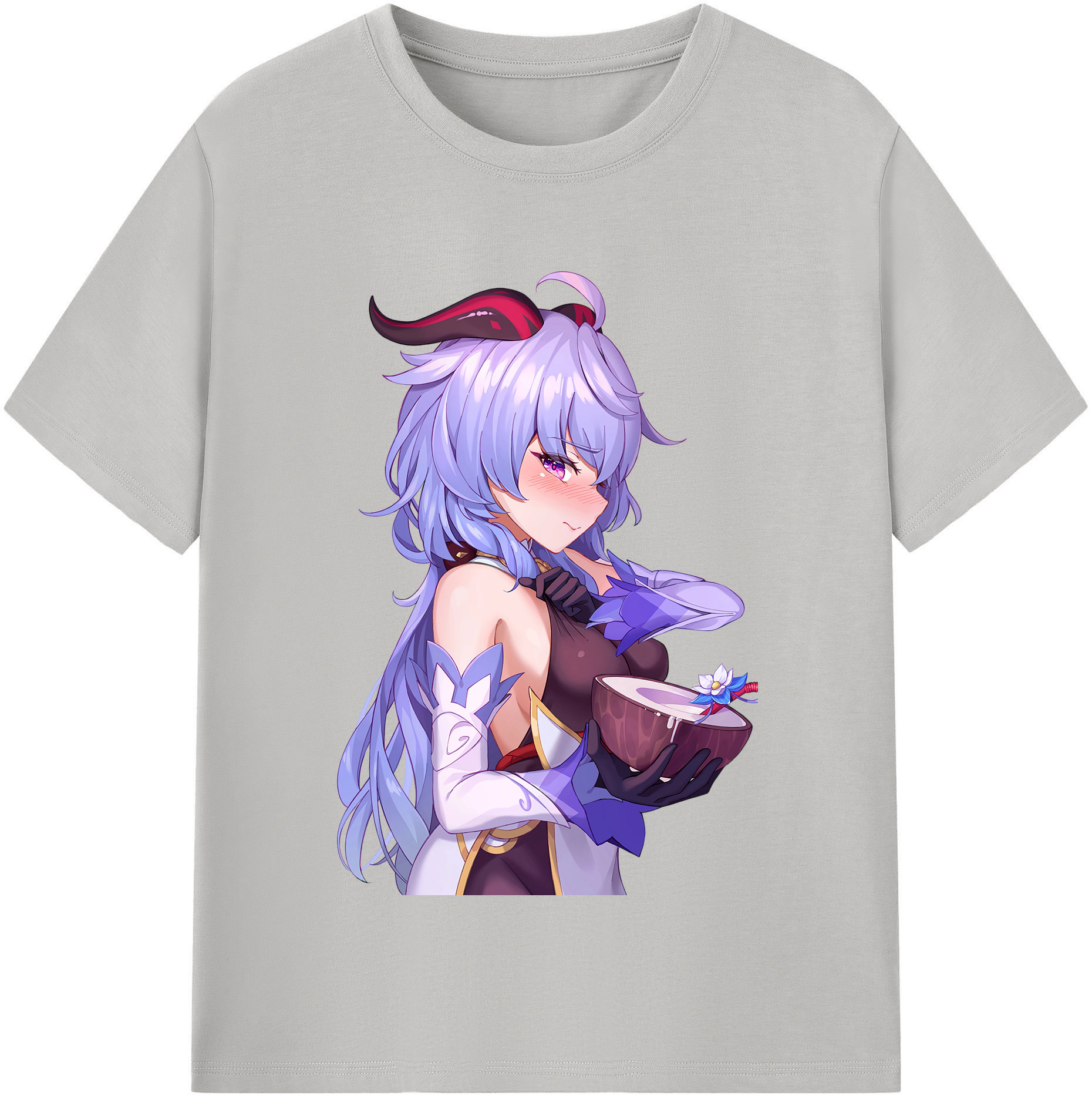 げんし神 甘雨 かんう genshin Ganyu 綿100％半袖Tシャツ（フロントプリント）