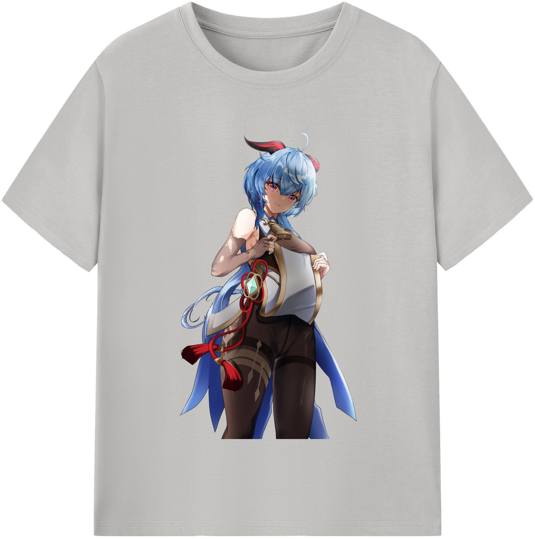 げんし神 甘雨 かんう genshin Ganyu 綿100％半袖Tシャツ（フロントプリント）