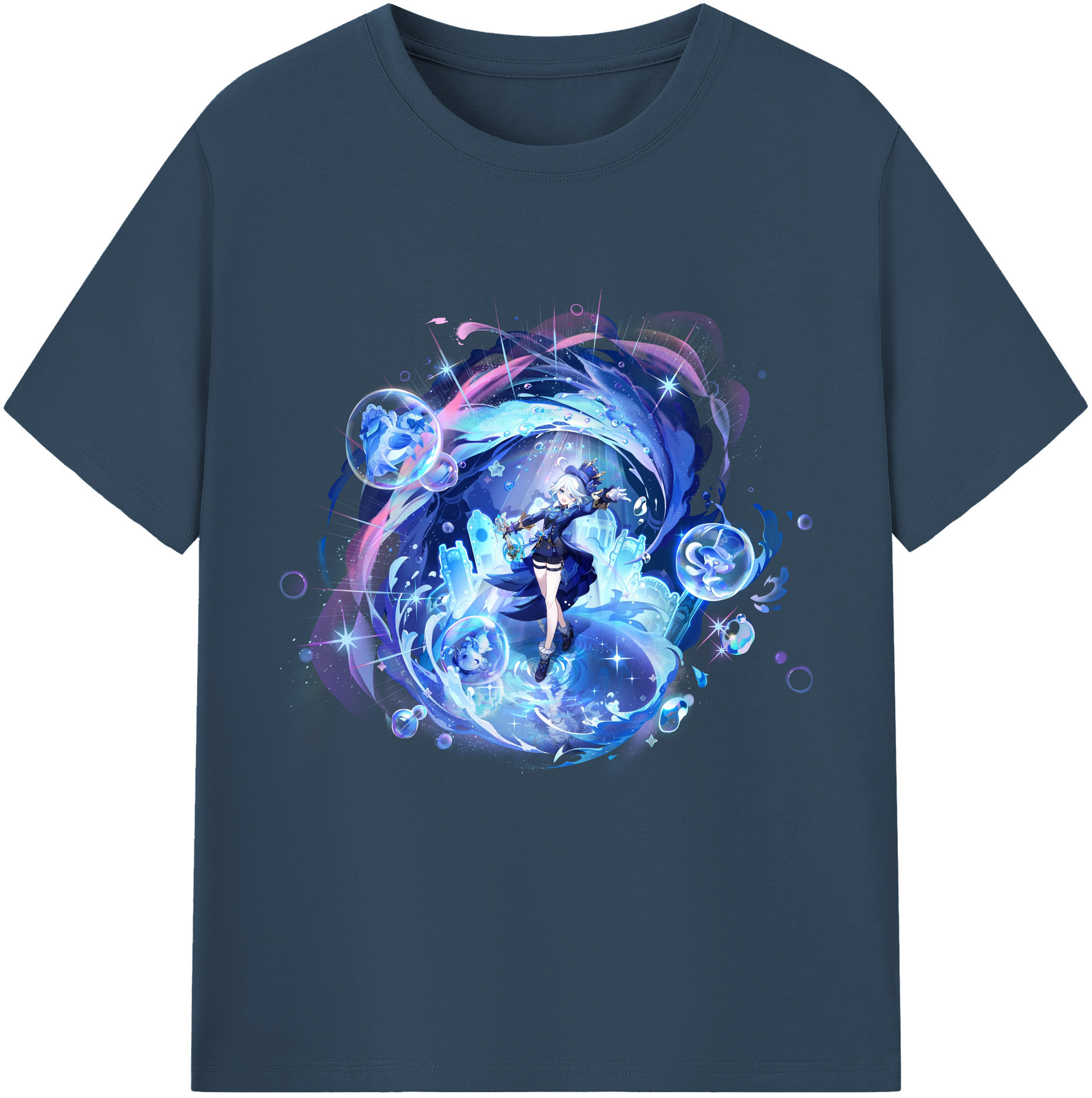 げんし神 フリーナ genshin Furina 綿100％半袖Tシャツ（フロントプリント）