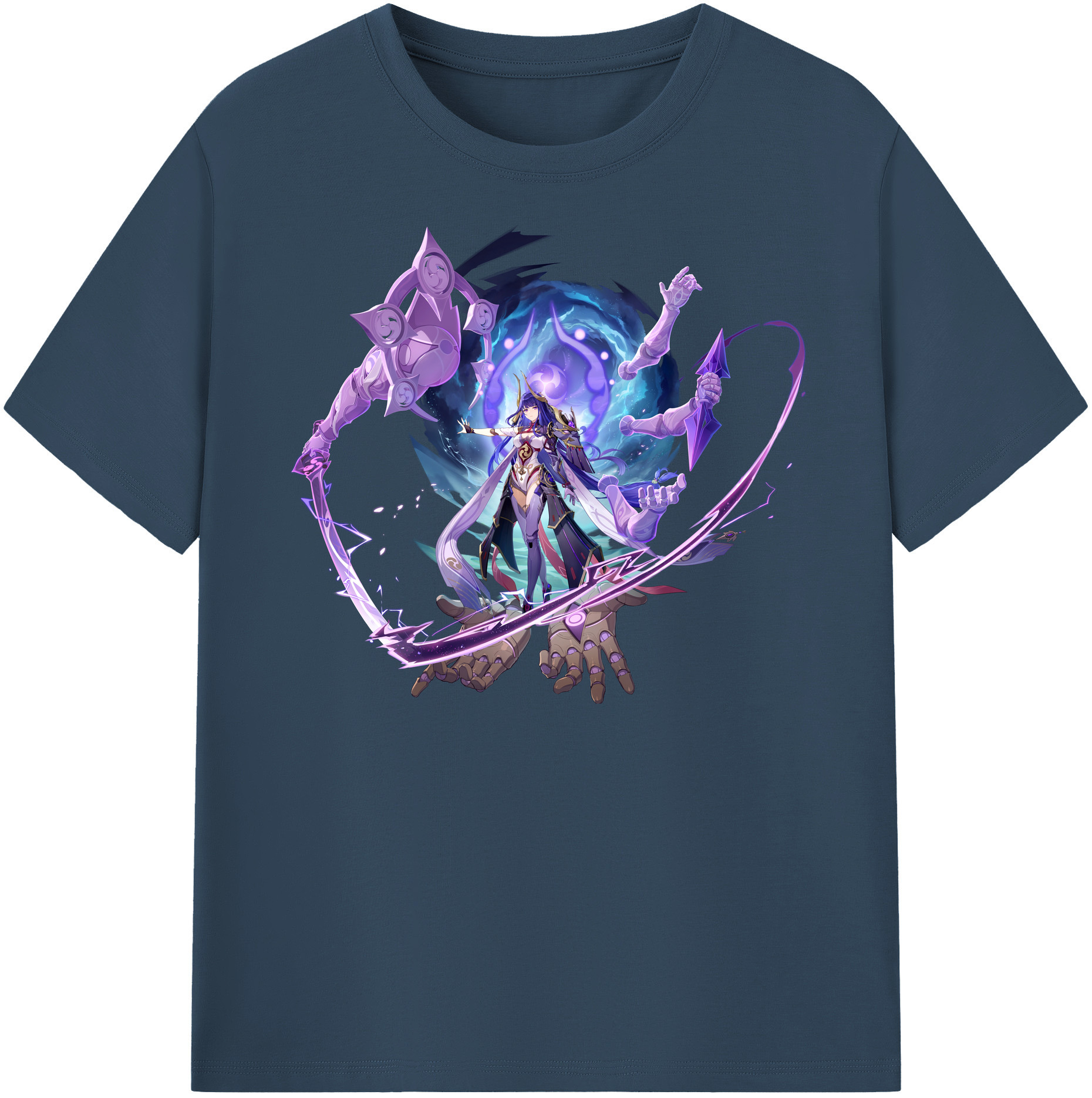 げんし神 雷電将軍 らいでんしょうぐん genshin Raiden Shogun 綿100％半袖Tシャツ（フロントプリント）