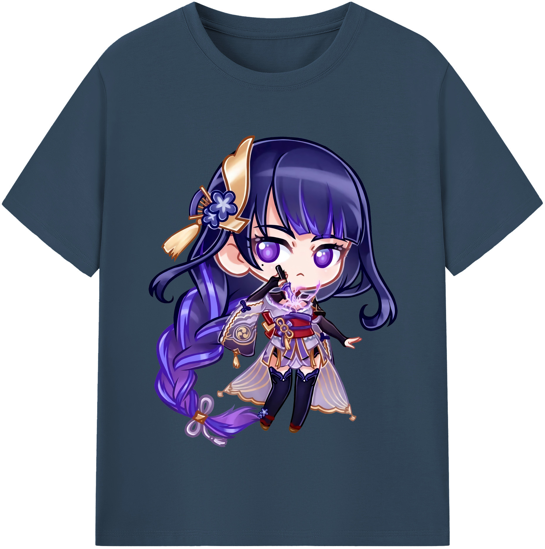げんし神 雷電将軍 らいでんしょうぐん genshin Raiden Shogun 綿100％半袖Tシャツ（フロントプリント）