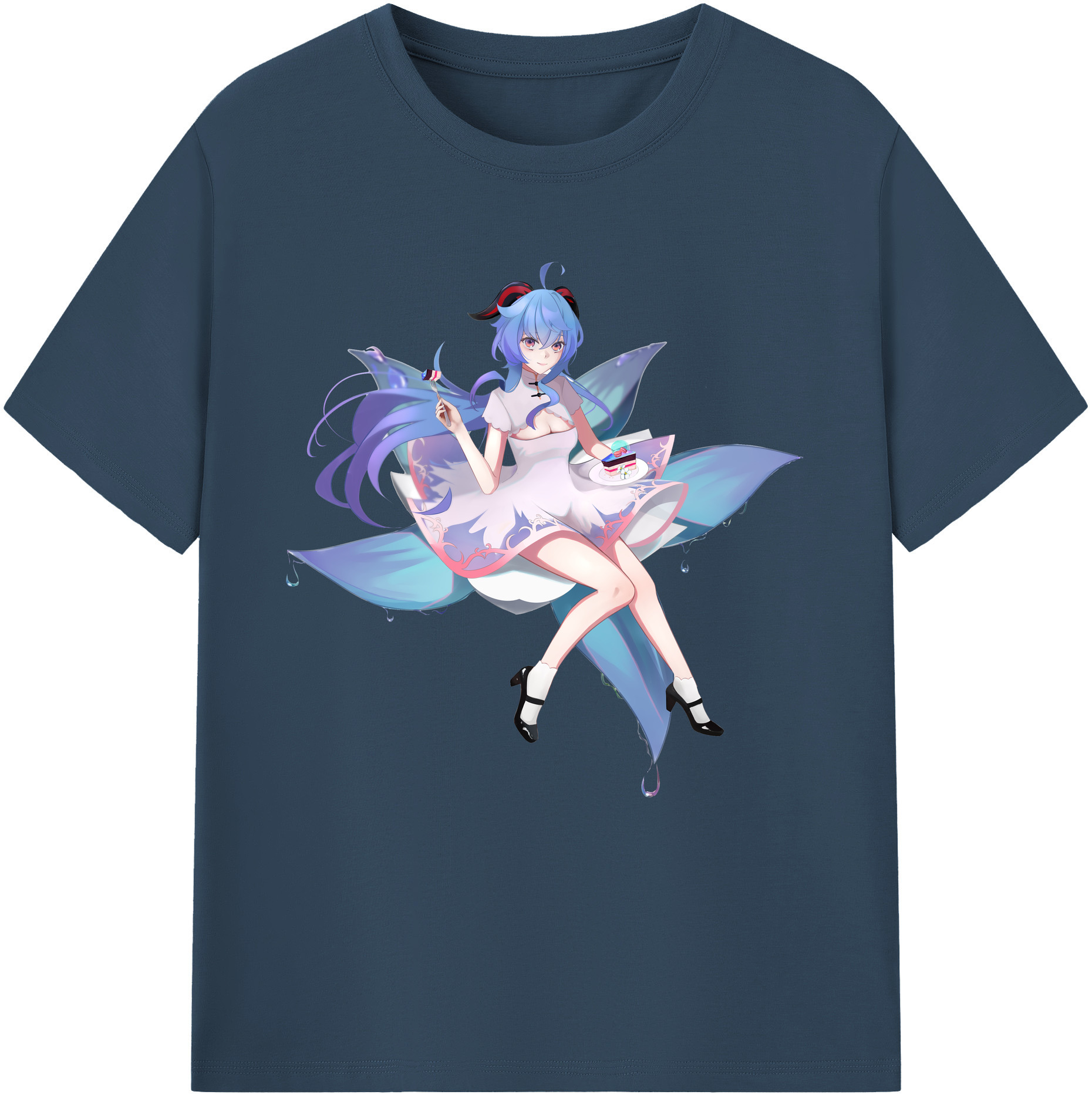 げんし神 甘雨 かんう genshin Ganyu 綿100％半袖Tシャツ（フロントプリント）