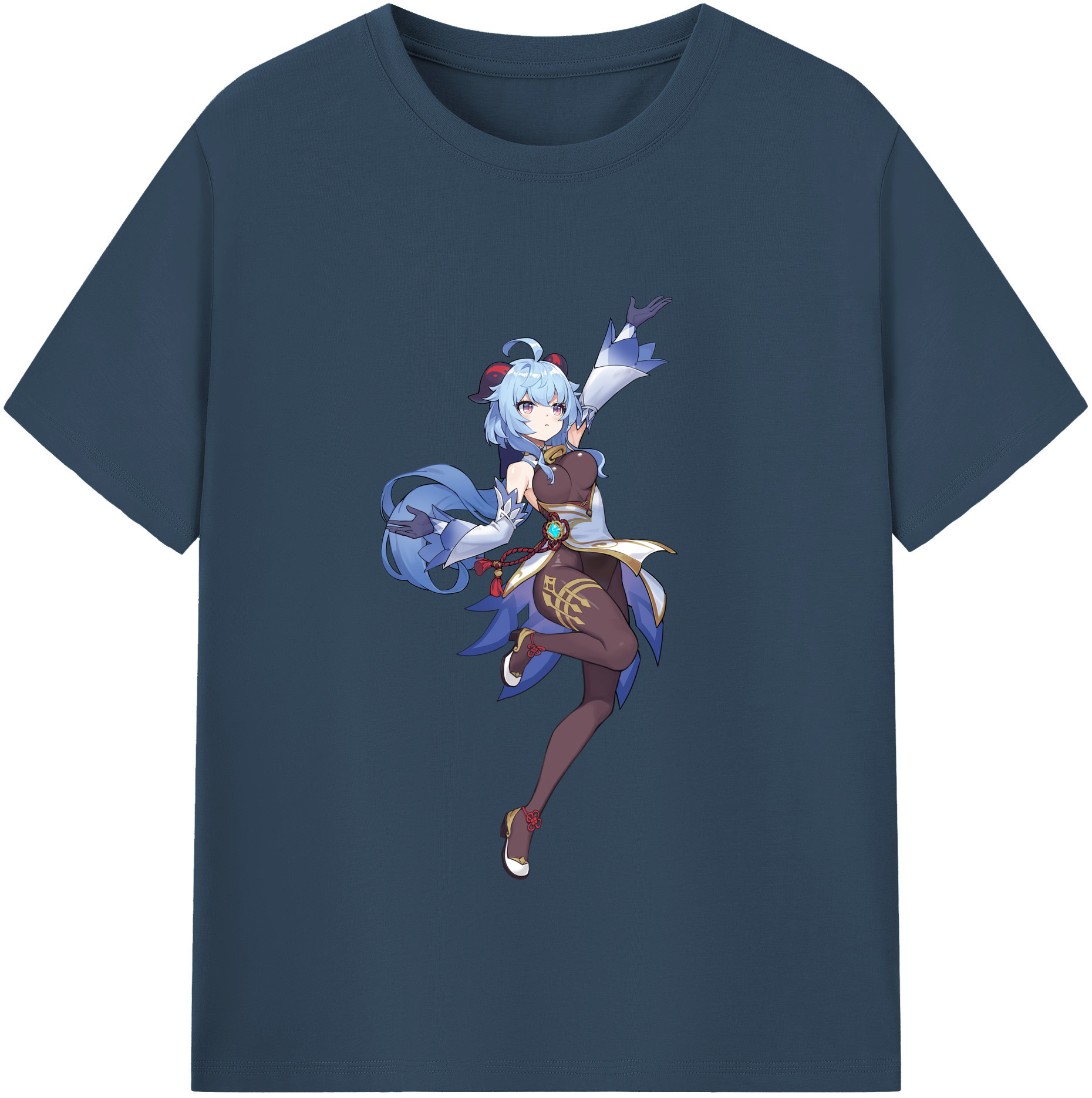 げんし神 甘雨 かんう genshin Ganyu 綿100％半袖Tシャツ（フロントプリント）