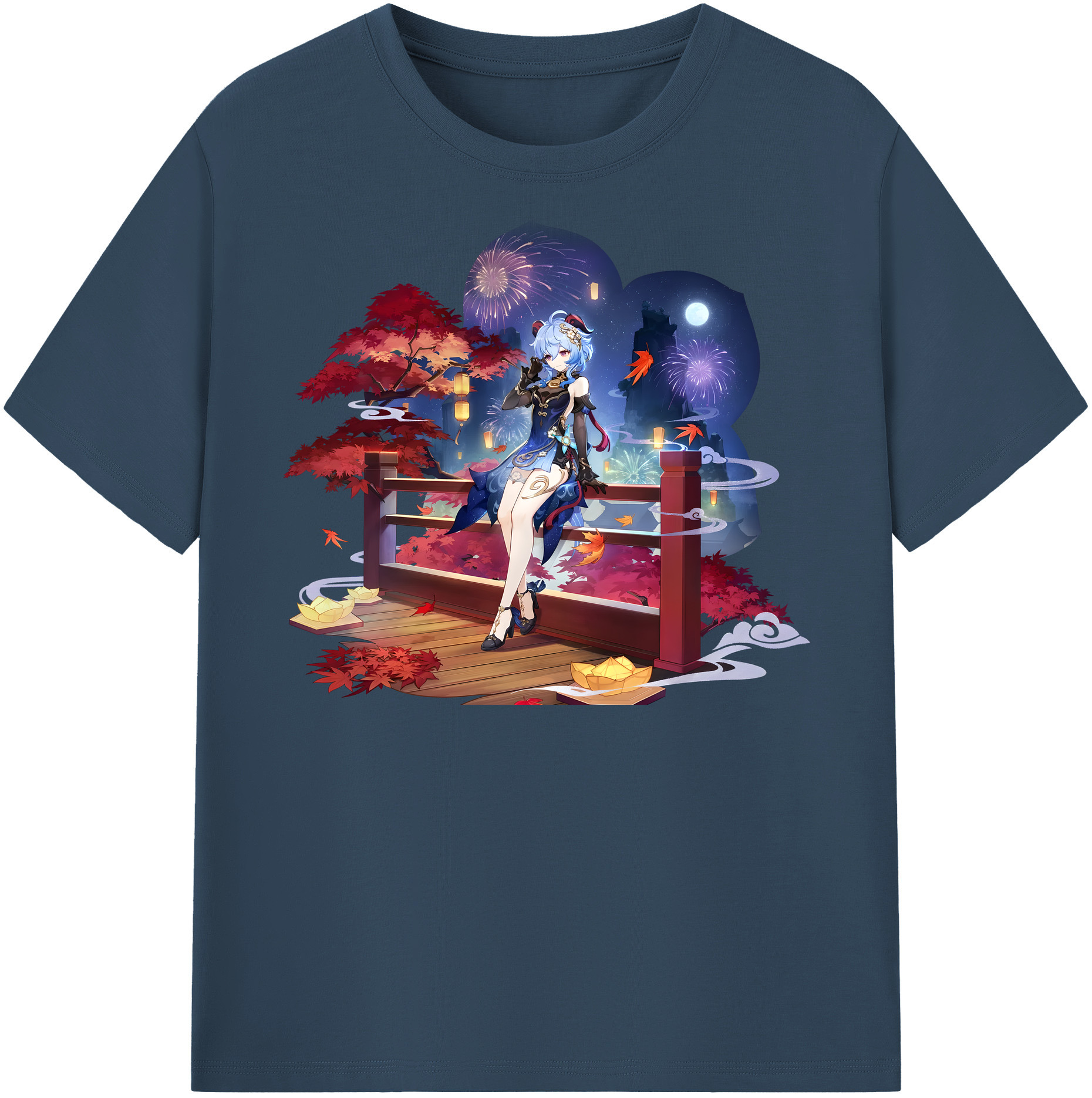 げんし神 甘雨 かんう genshin Ganyu 綿100％半袖Tシャツ（フロントプリント）