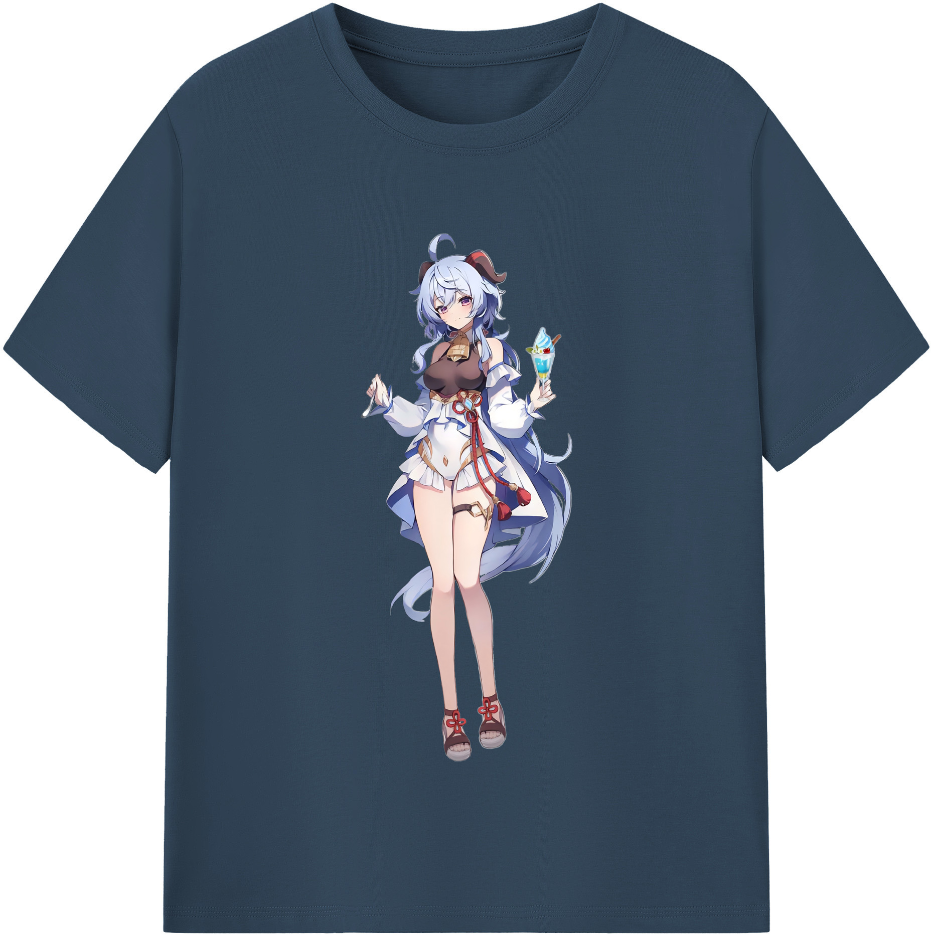 げんし神 甘雨 かんう genshin Ganyu 綿100％半袖Tシャツ（フロントプリント）