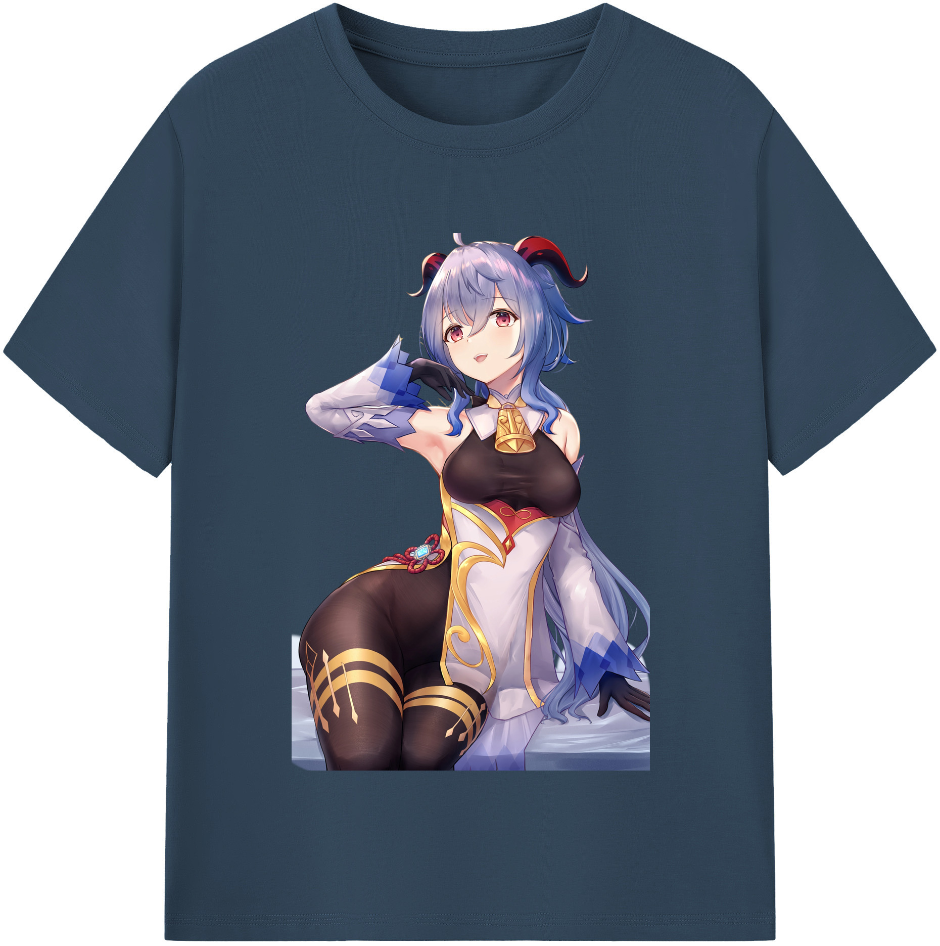 げんし神 甘雨 かんう genshin Ganyu 綿100％半袖Tシャツ（フロントプリント）
