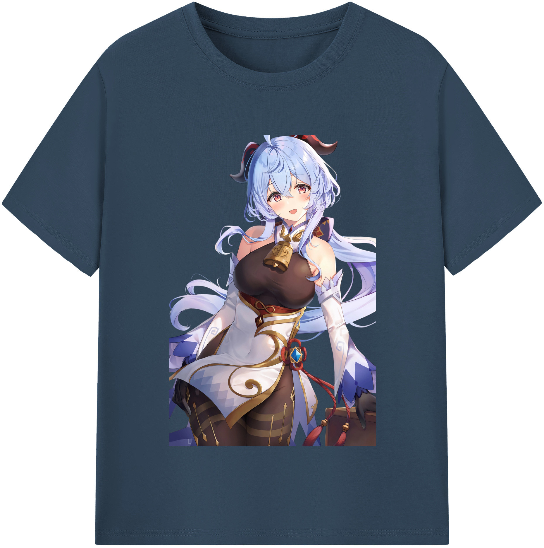げんし神 甘雨 かんう genshin Ganyu 綿100％半袖Tシャツ（フロントプリント）