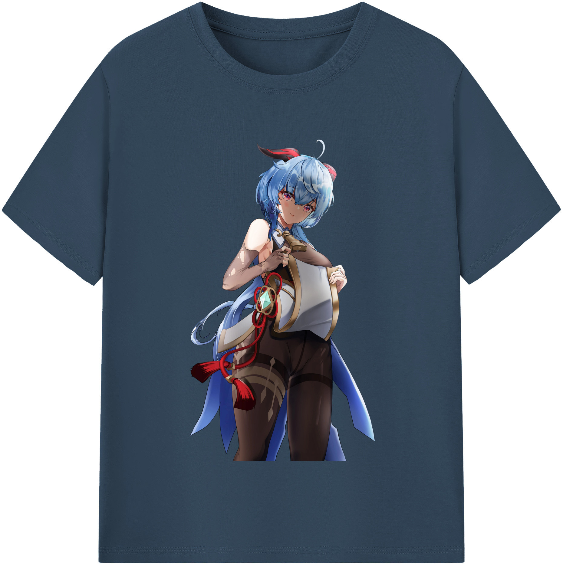 げんし神 甘雨 かんう genshin Ganyu 綿100％半袖Tシャツ（フロントプリント）