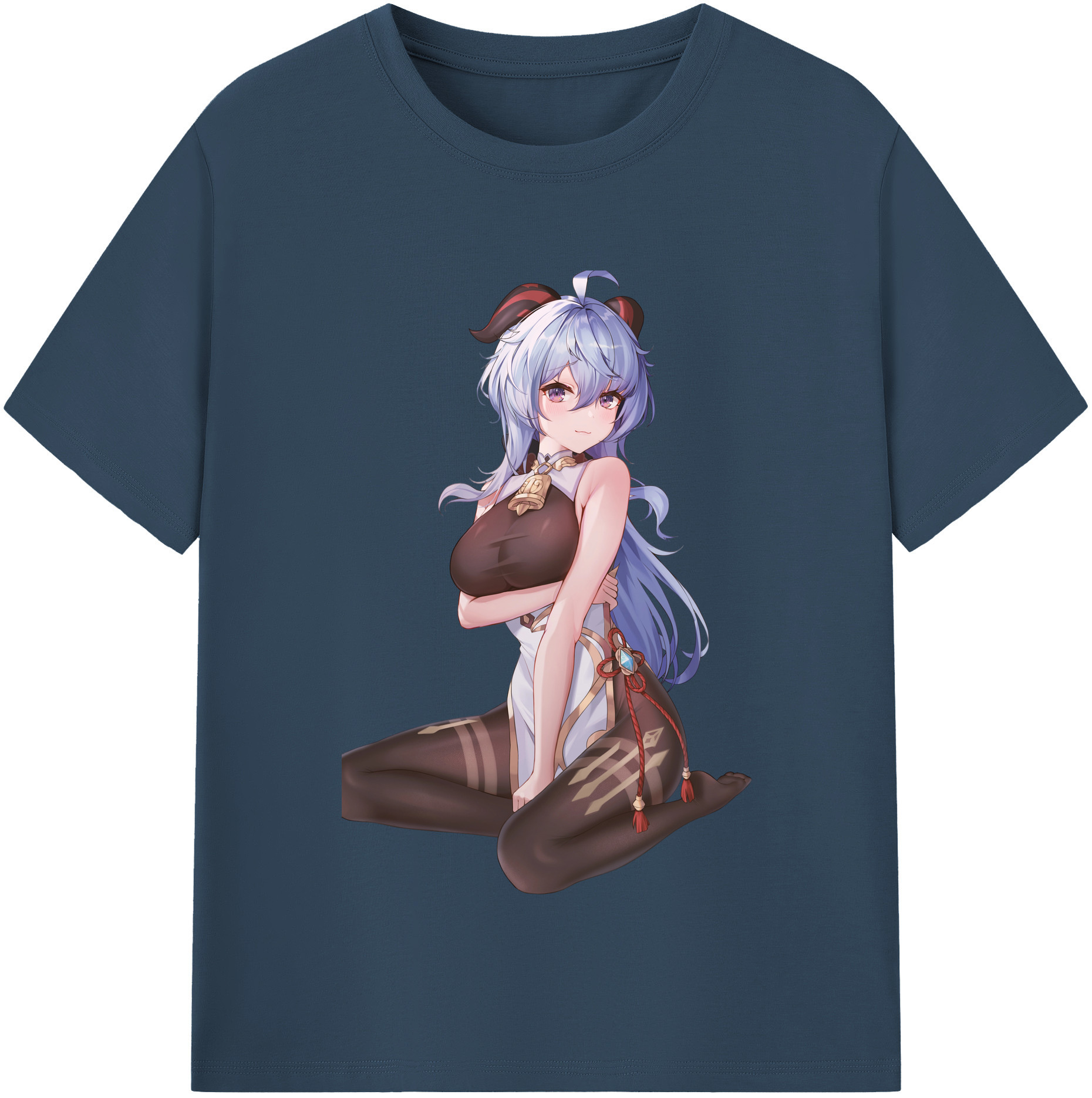 げんし神 甘雨 かんう genshin Ganyu 綿100％半袖Tシャツ（フロントプリント）