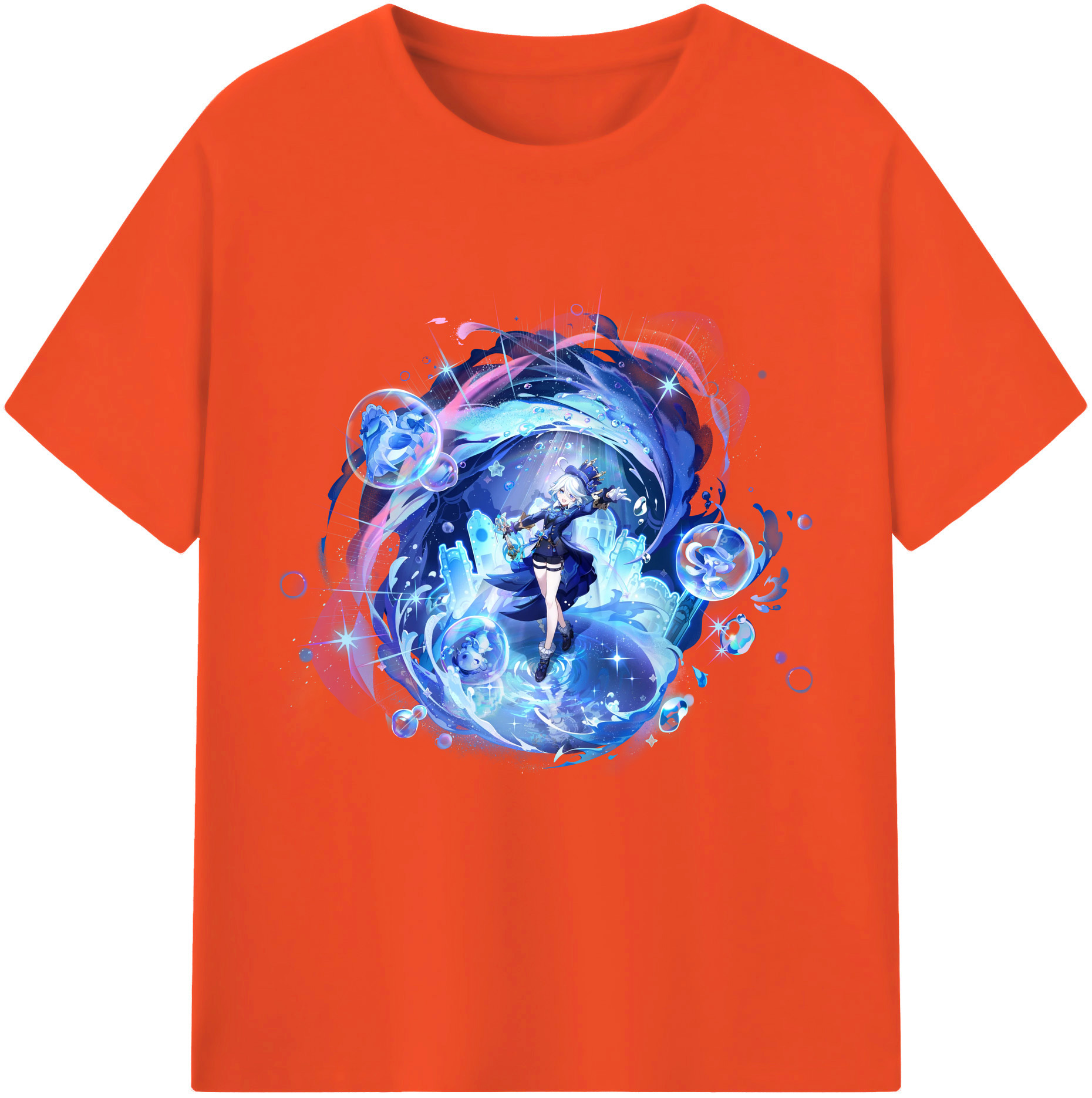 げんし神 フリーナ genshin Furina 綿100％半袖Tシャツ（フロントプリント）