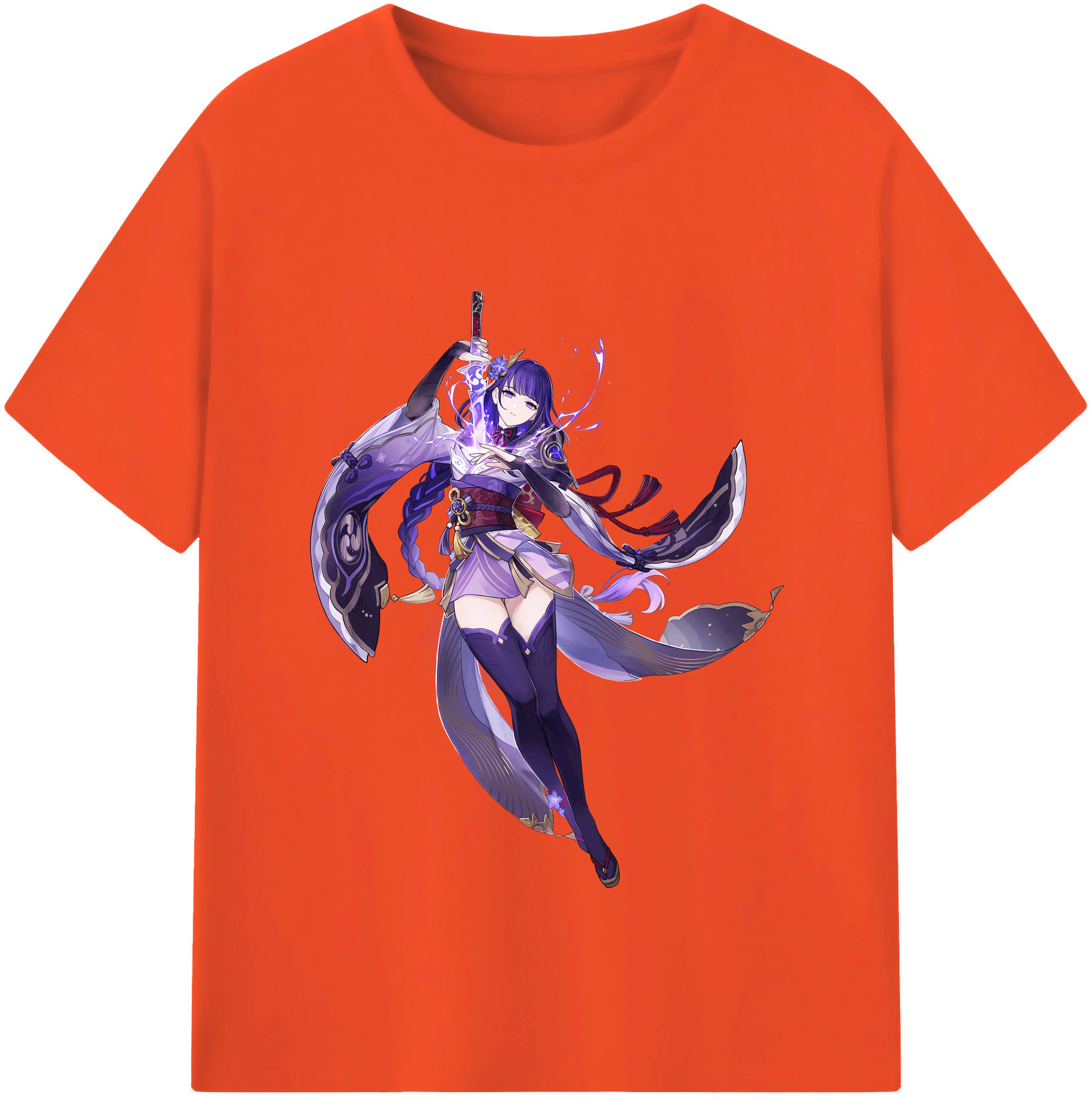 げんし神 雷電将軍 らいでんしょうぐん genshin Raiden Shogun 綿100％半袖Tシャツ（フロントプリント）