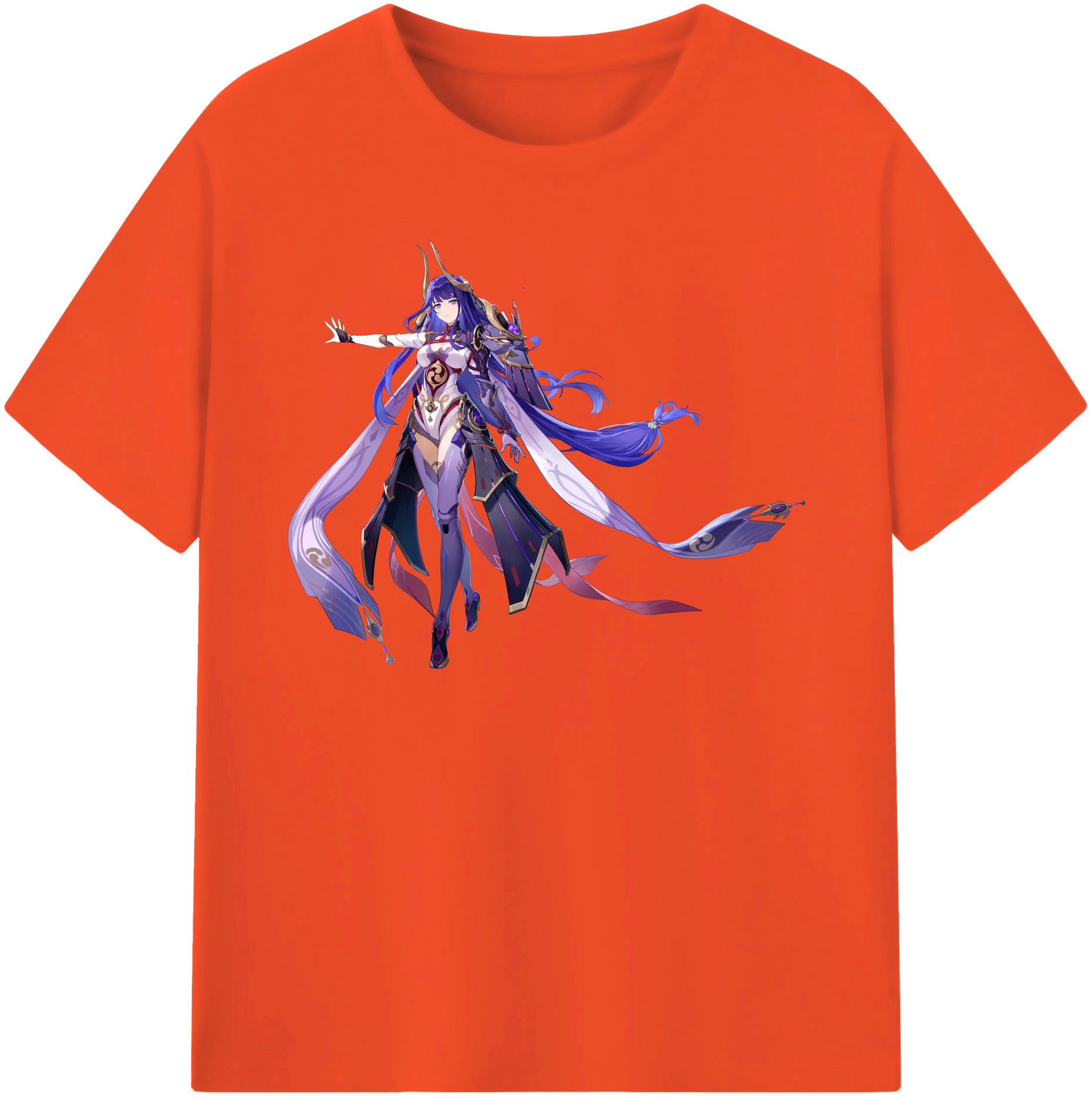げんし神 雷電将軍 らいでんしょうぐん genshin Raiden Shogun 綿100％半袖Tシャツ（フロントプリント）