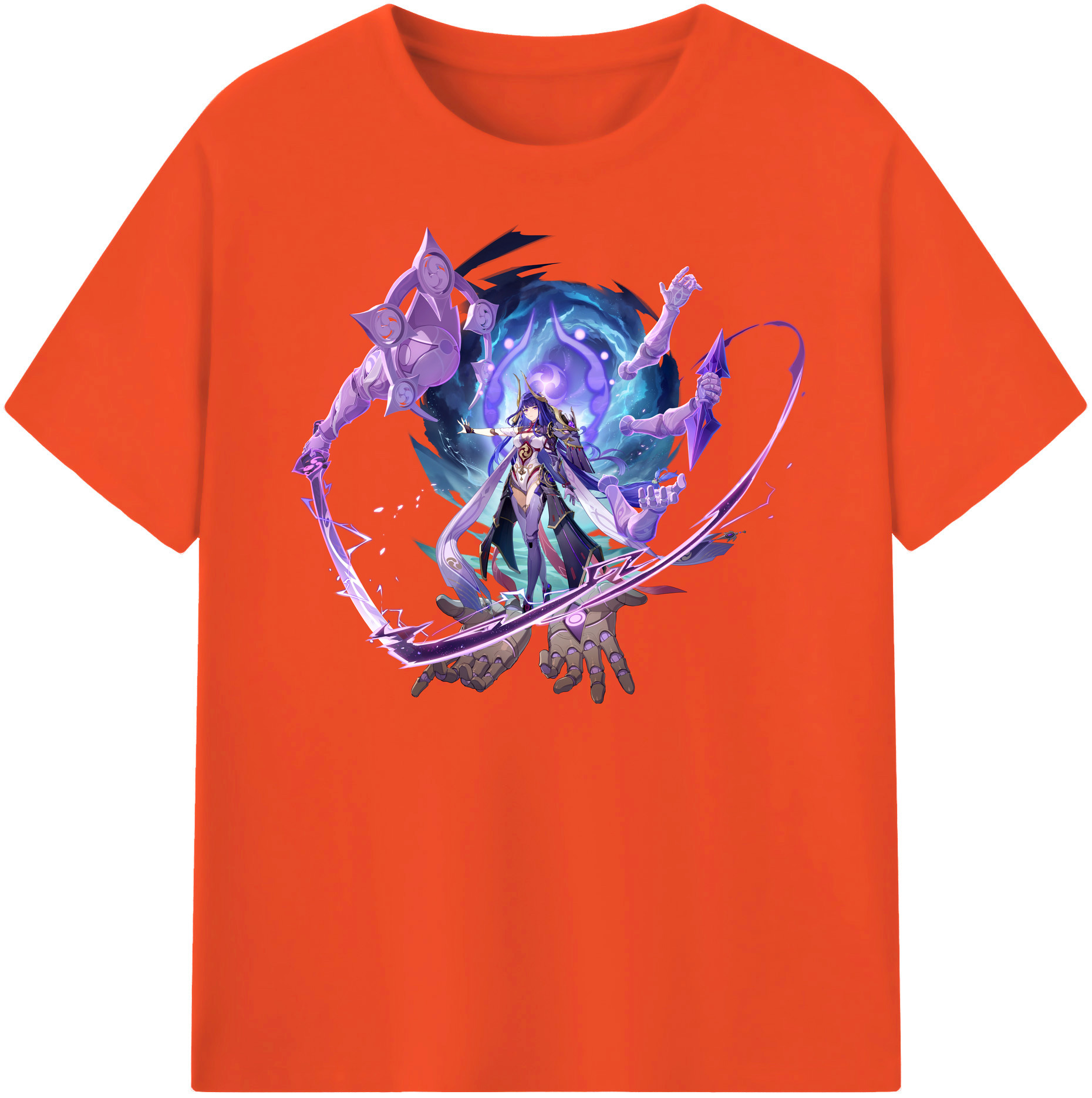 げんし神 雷電将軍 らいでんしょうぐん genshin Raiden Shogun 綿100％半袖Tシャツ（フロントプリント）