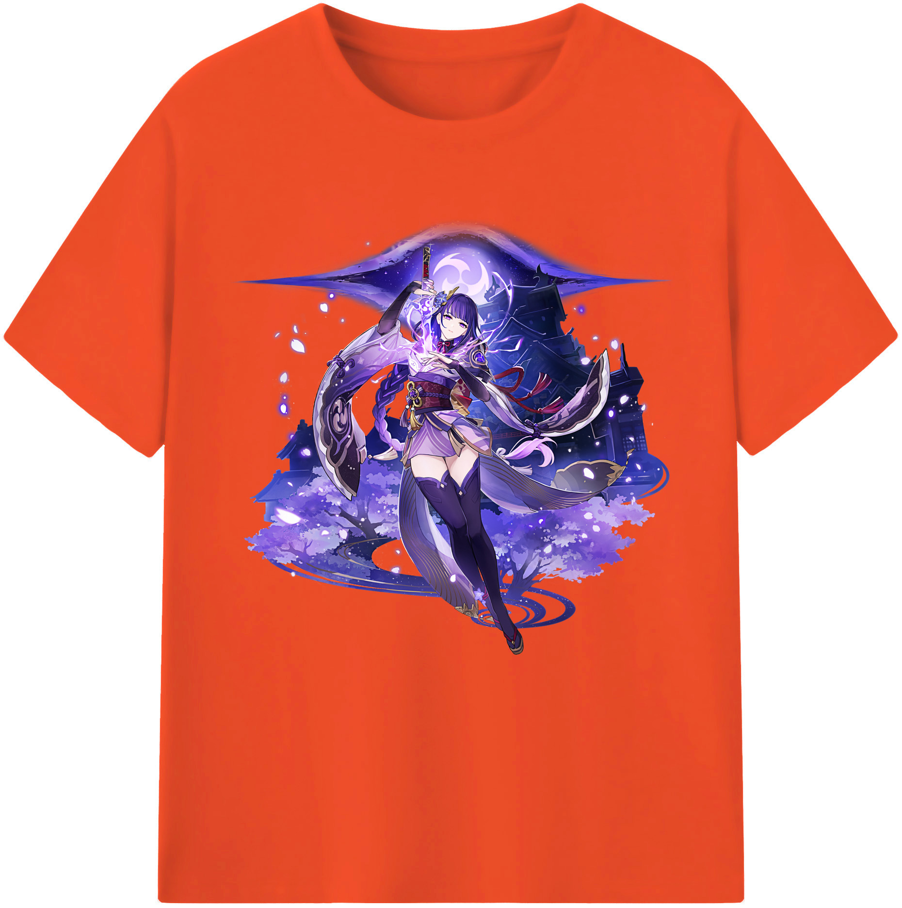 げんし神 雷電将軍 らいでんしょうぐん genshin Raiden Shogun 綿100％半袖Tシャツ（フロントプリント）