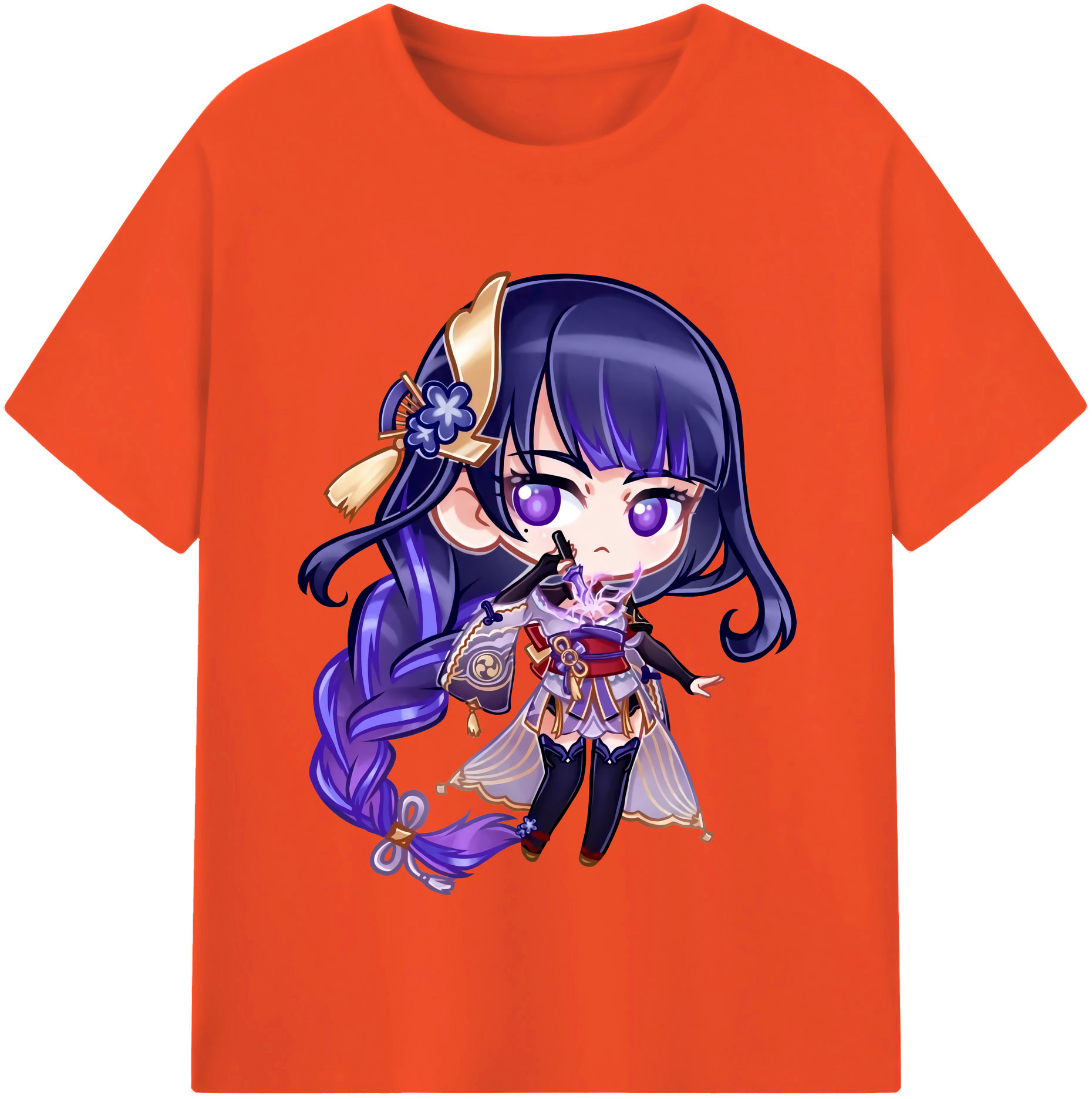 げんし神 雷電将軍 らいでんしょうぐん genshin Raiden Shogun 綿100％半袖Tシャツ（フロントプリント）
