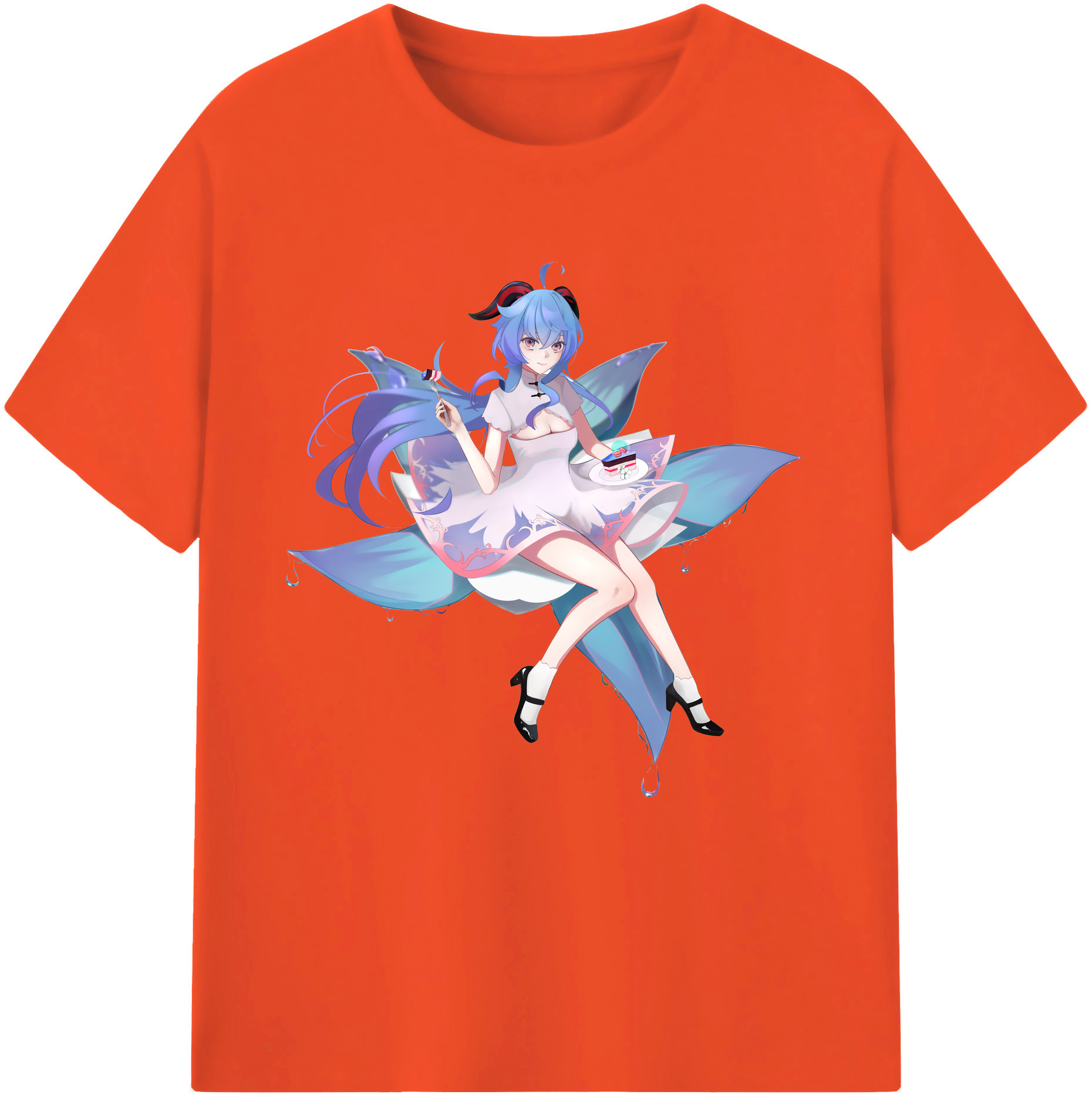 げんし神 甘雨 かんう genshin Ganyu 綿100％半袖Tシャツ（フロントプリント）
