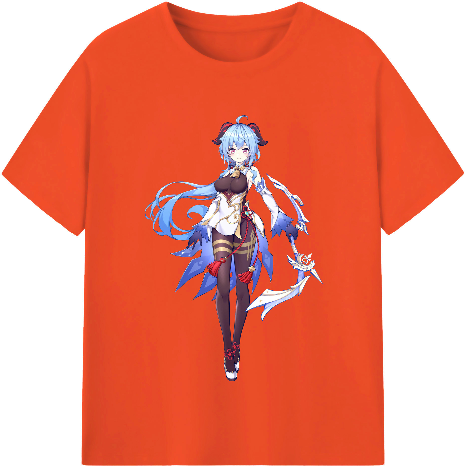 げんし神 甘雨 かんう genshin Ganyu 綿100％半袖Tシャツ（フロントプリント）