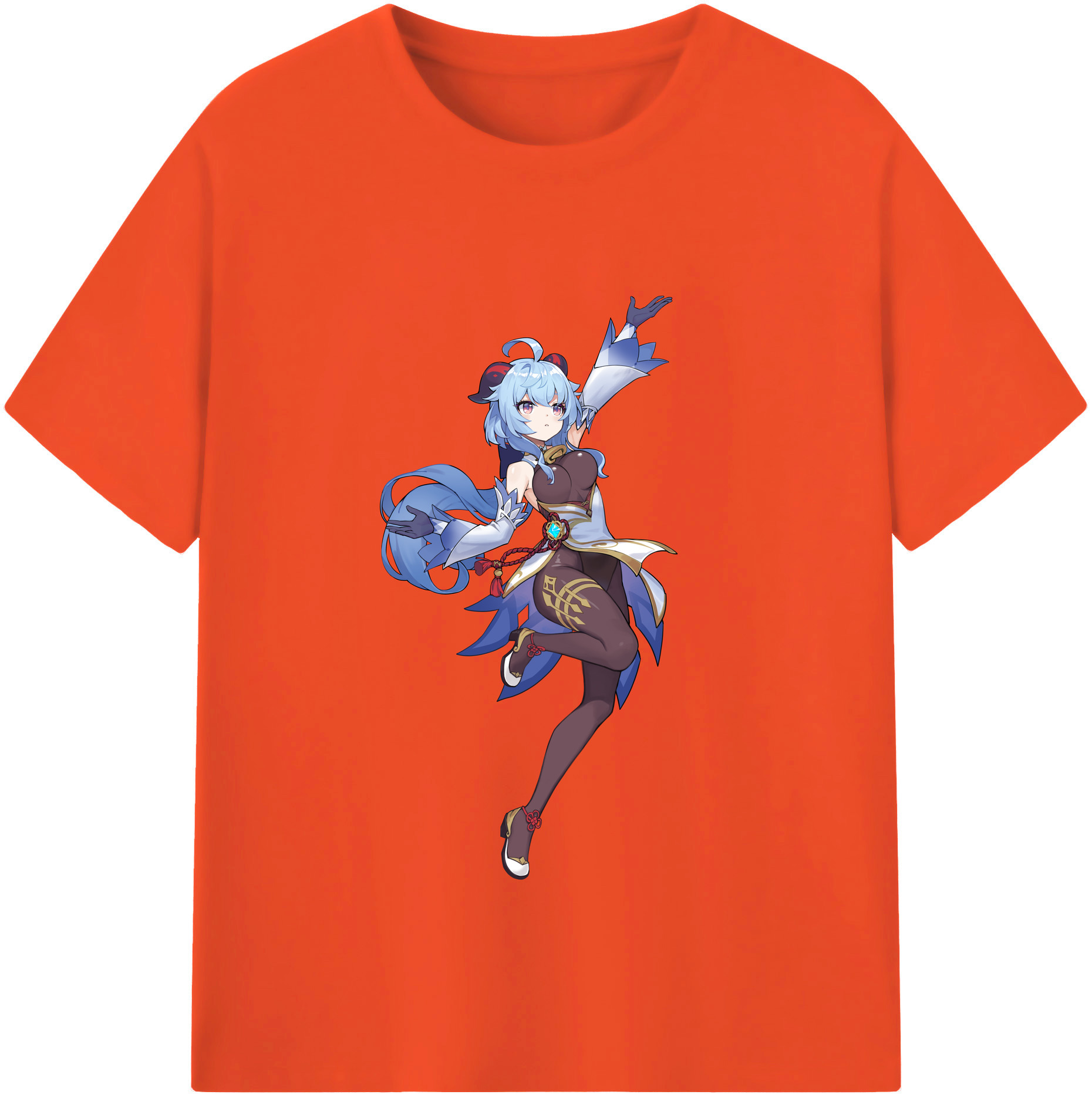 げんし神 甘雨 かんう genshin Ganyu 綿100％半袖Tシャツ（フロントプリント）