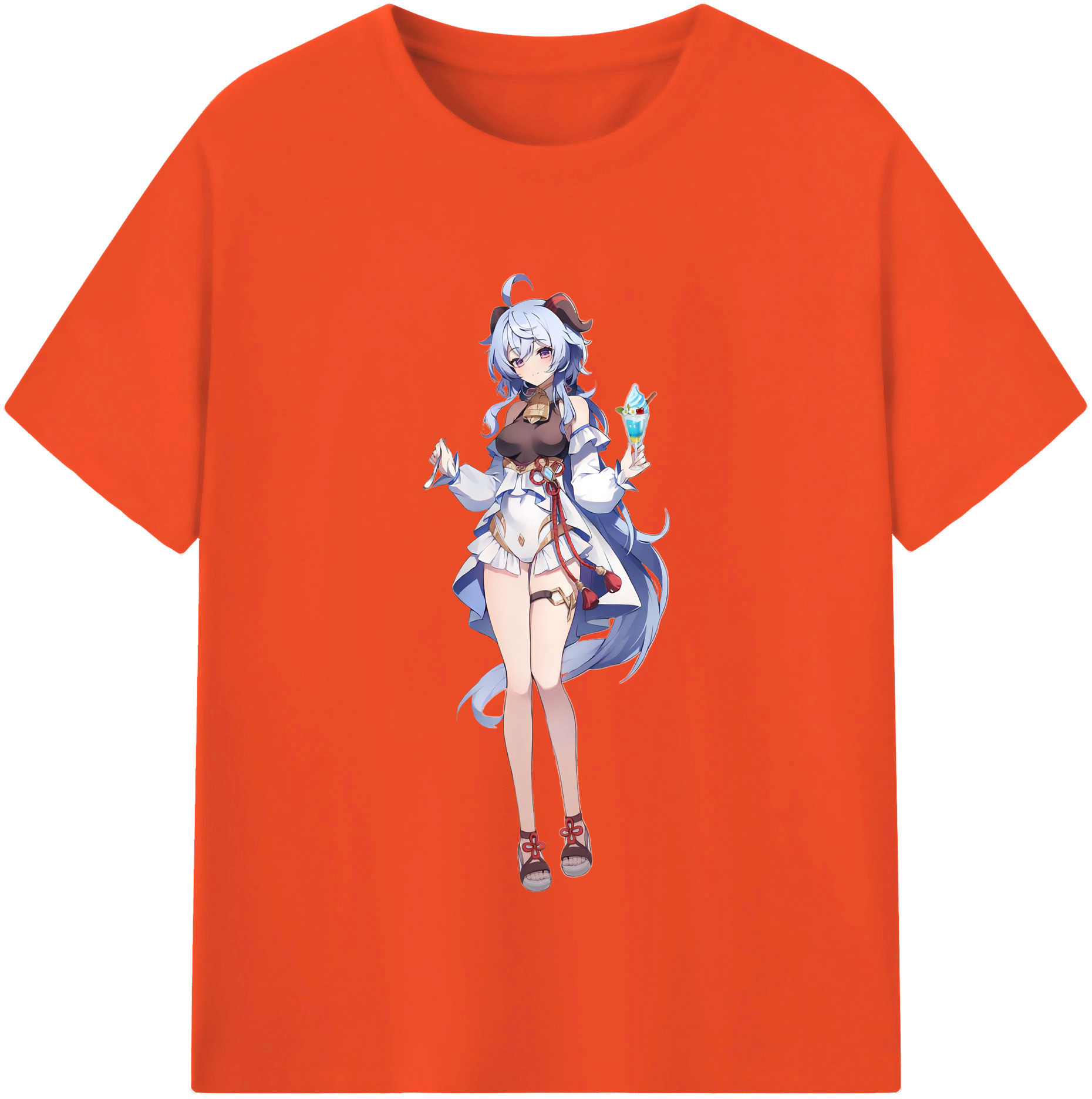 げんし神 甘雨 かんう genshin Ganyu 綿100％半袖Tシャツ（フロントプリント）
