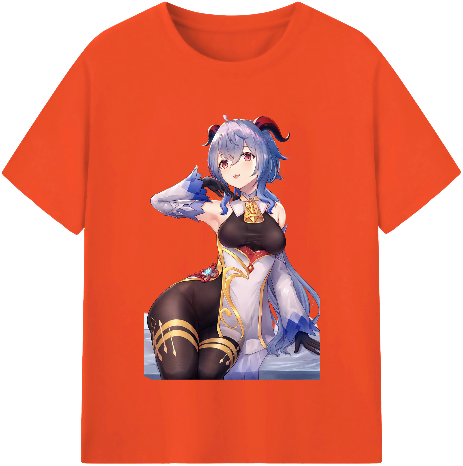 げんし神 甘雨 かんう genshin Ganyu 綿100％半袖Tシャツ（フロントプリント）