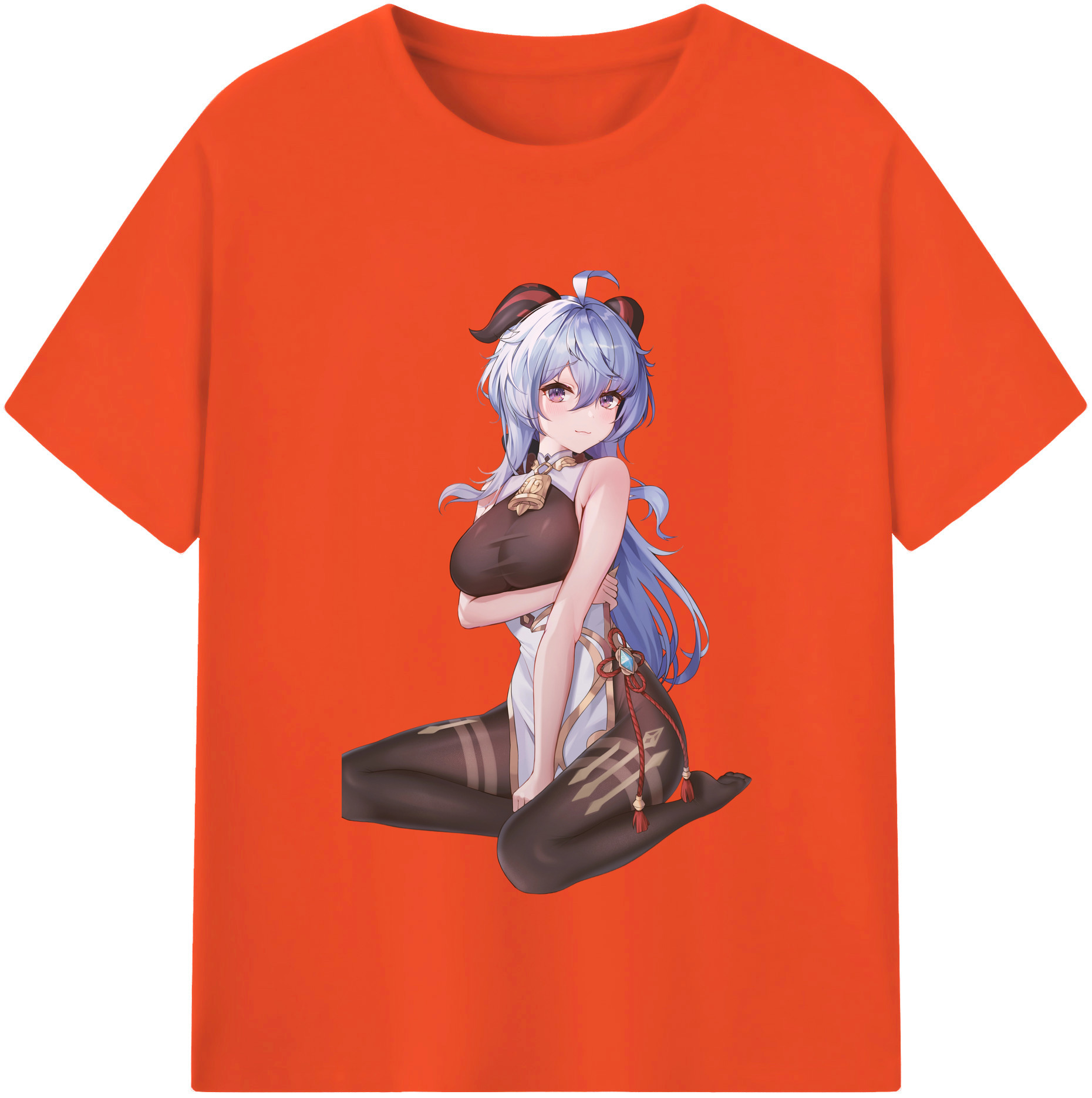 げんし神 甘雨 かんう genshin Ganyu 綿100％半袖Tシャツ（フロントプリント）
