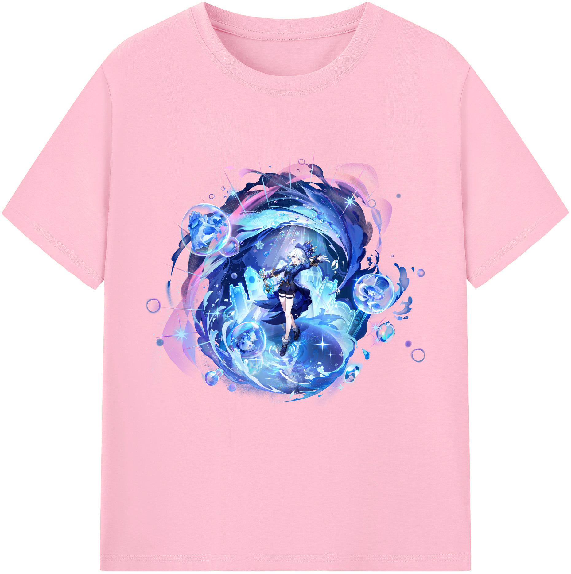 げんし神 フリーナ genshin Furina 綿100％半袖Tシャツ（フロントプリント）