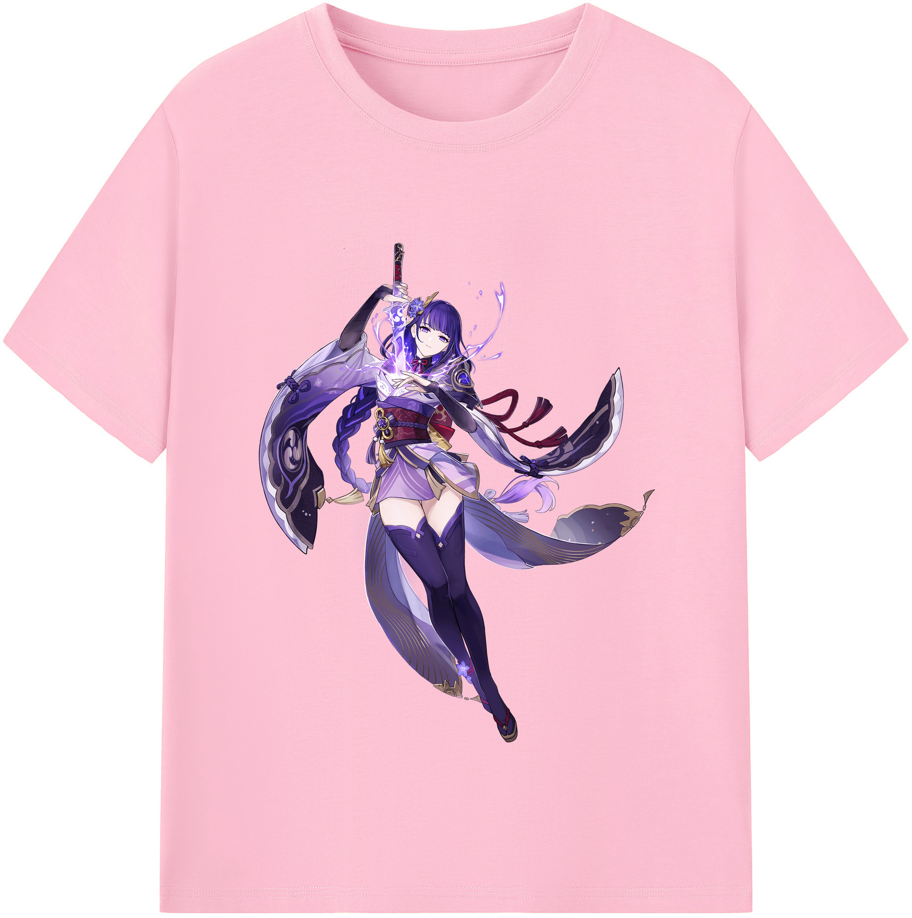げんし神 雷電将軍 らいでんしょうぐん genshin Raiden Shogun 綿100％半袖Tシャツ（フロントプリント）