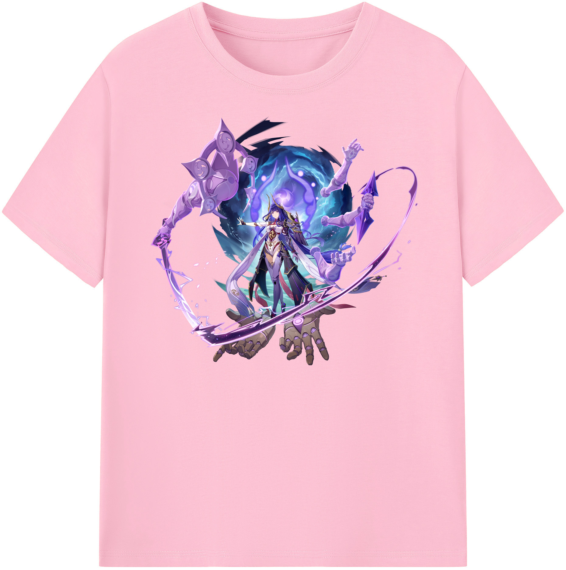 げんし神 雷電将軍 らいでんしょうぐん genshin Raiden Shogun 綿100％半袖Tシャツ（フロントプリント）