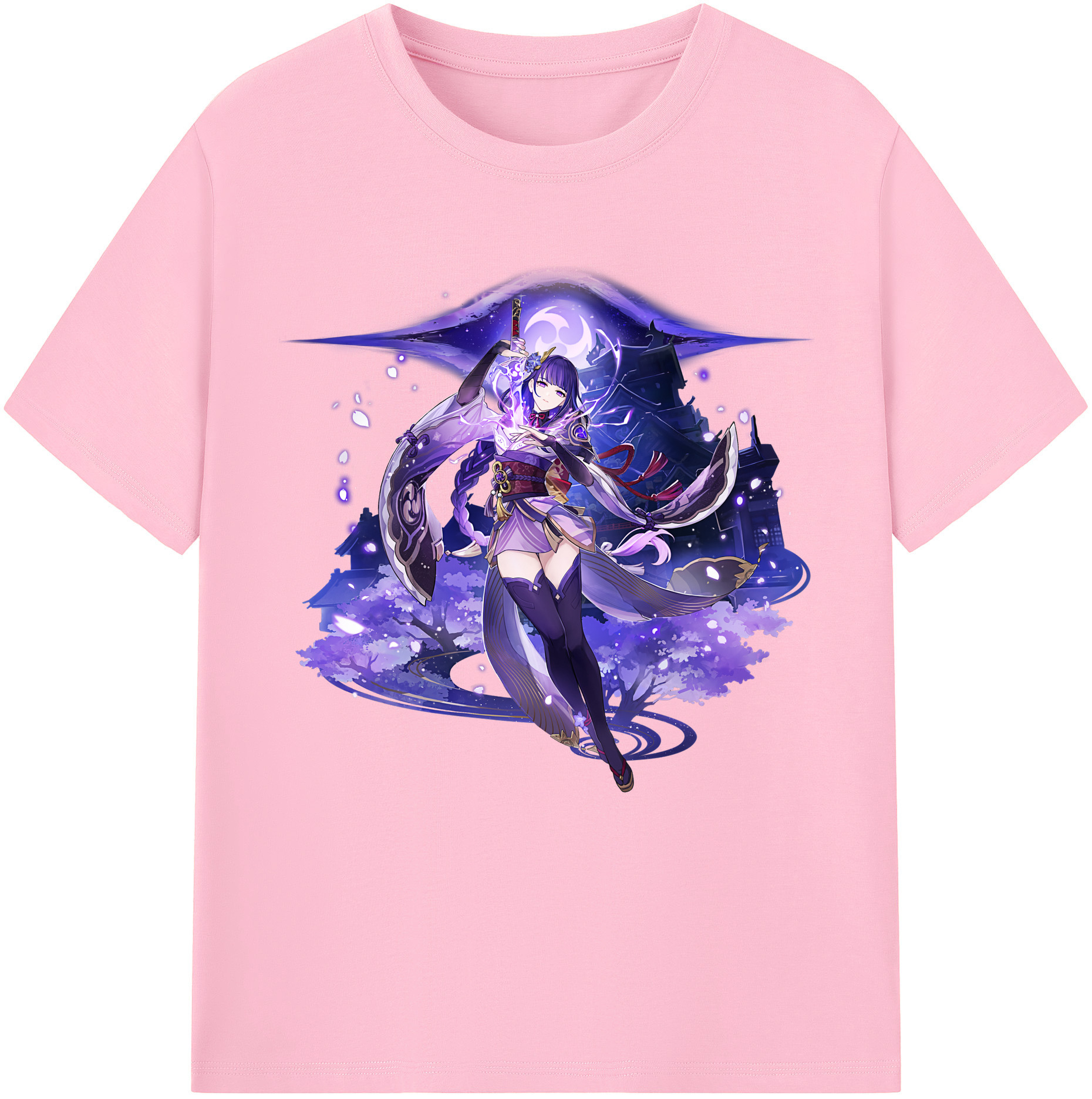 げんし神 雷電将軍 らいでんしょうぐん genshin Raiden Shogun 綿100％半袖Tシャツ（フロントプリント）