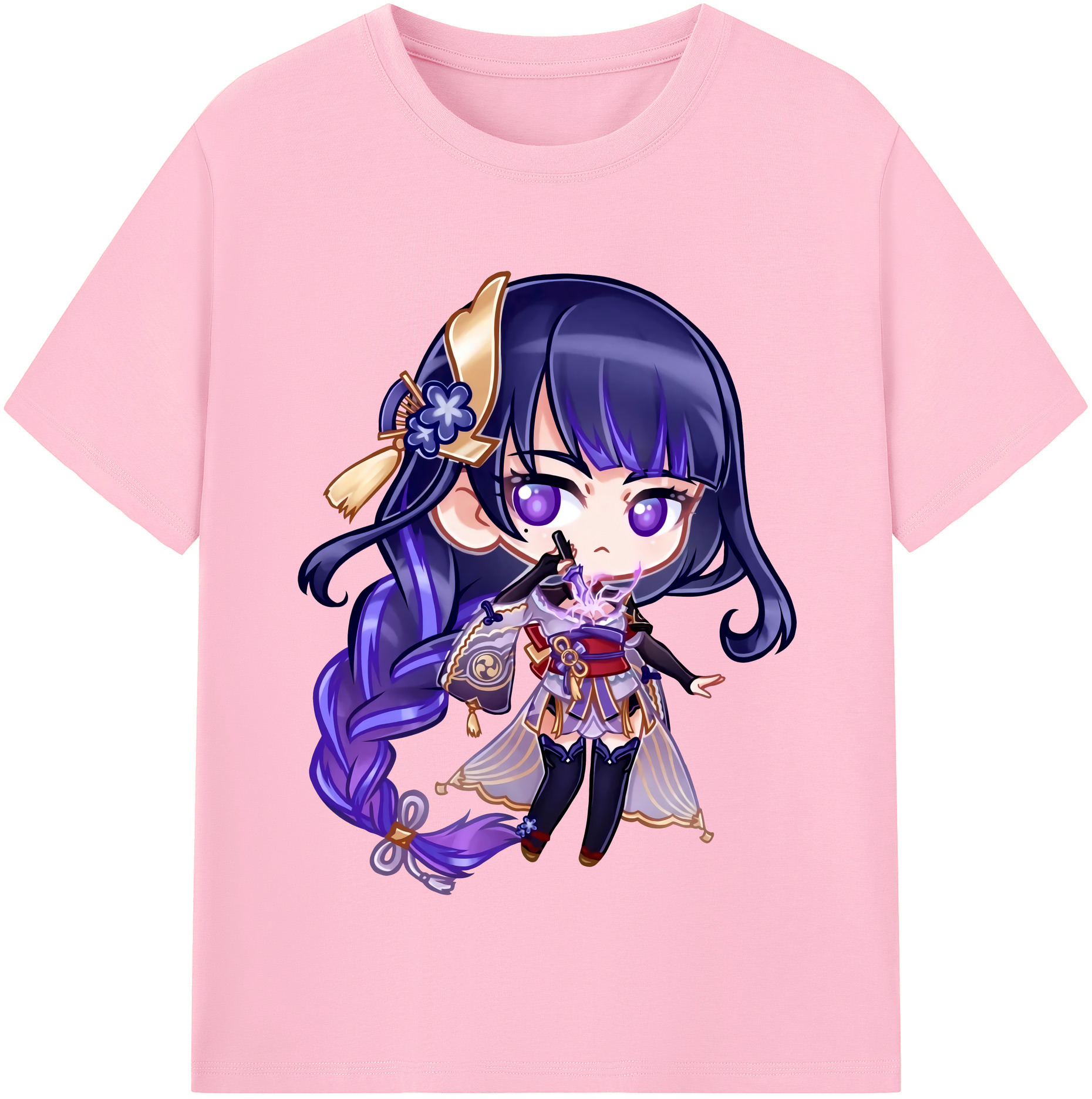 げんし神 雷電将軍 らいでんしょうぐん genshin Raiden Shogun 綿100％半袖Tシャツ（フロントプリント）