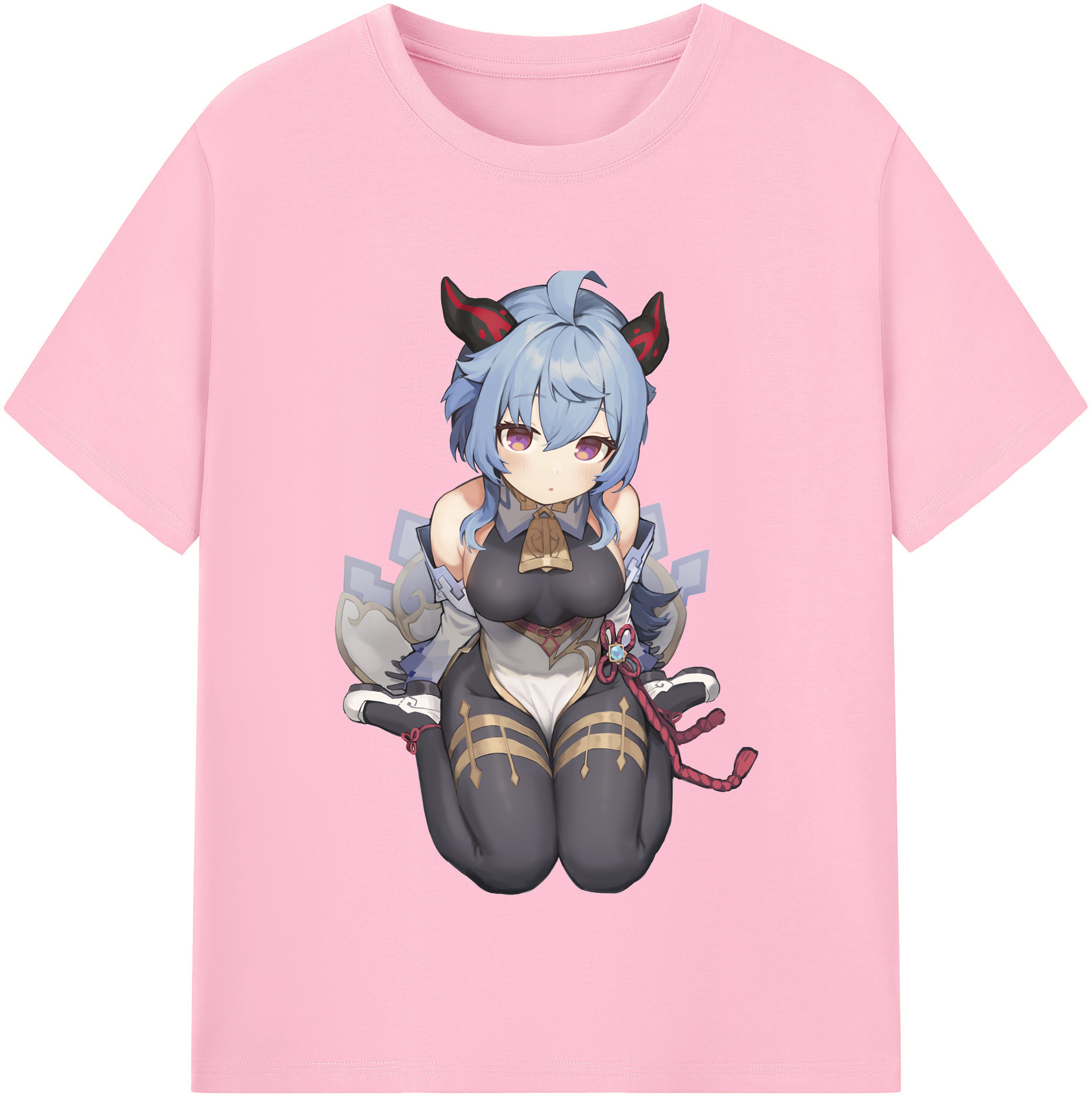 げんし神 甘雨 かんう genshin Ganyu 綿100％半袖Tシャツ（フロントプリント）