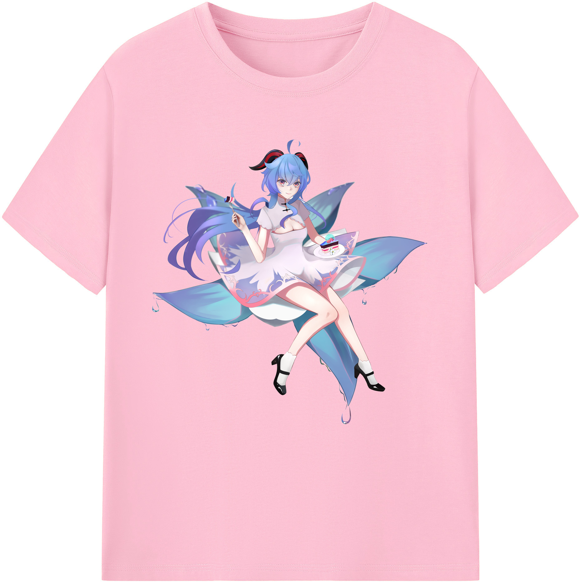 げんし神 甘雨 かんう genshin Ganyu 綿100％半袖Tシャツ（フロントプリント）