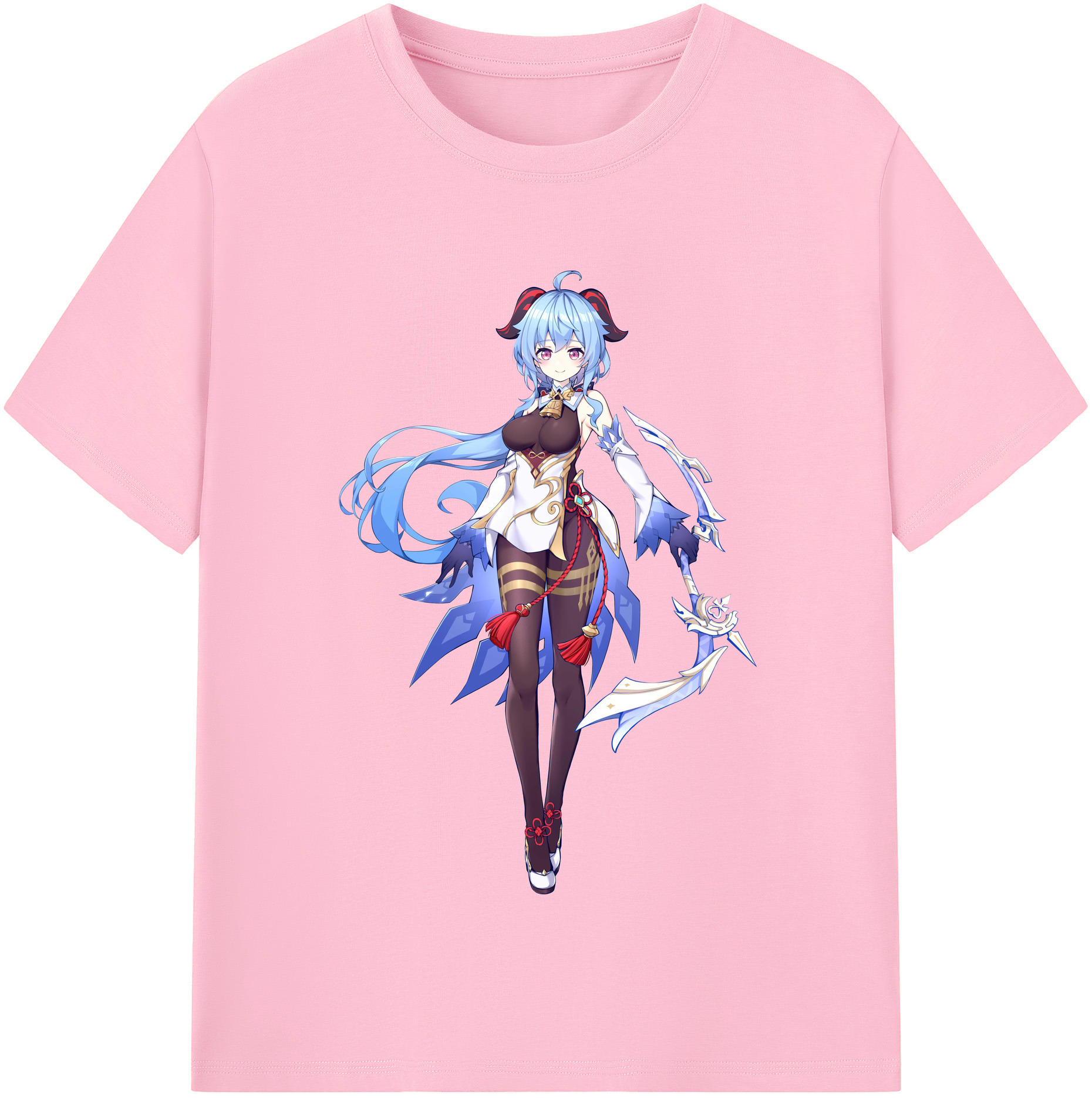 げんし神 甘雨 かんう genshin Ganyu 綿100％半袖Tシャツ（フロントプリント）