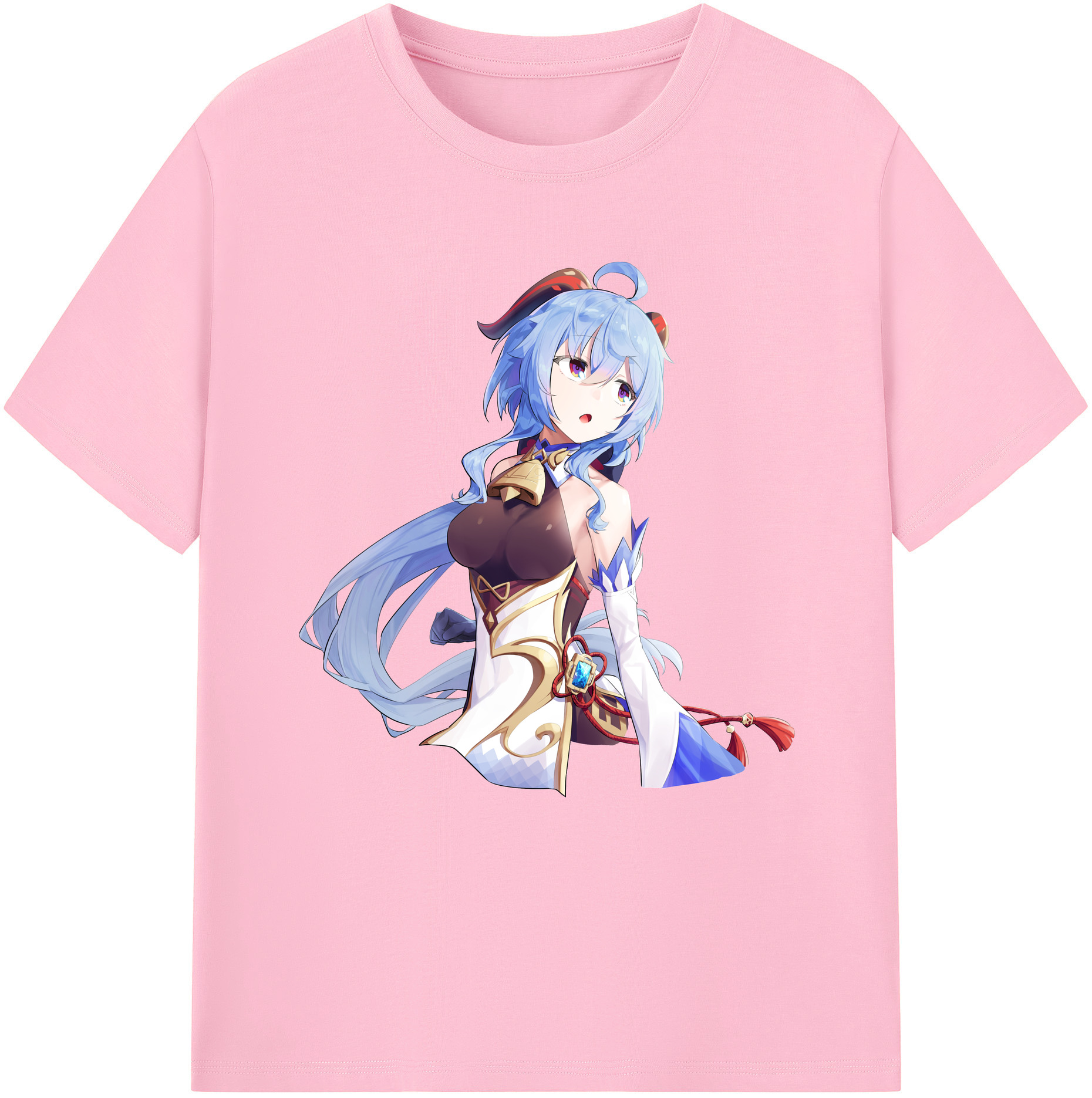 げんし神 甘雨 かんう genshin Ganyu 綿100％半袖Tシャツ（フロントプリント）