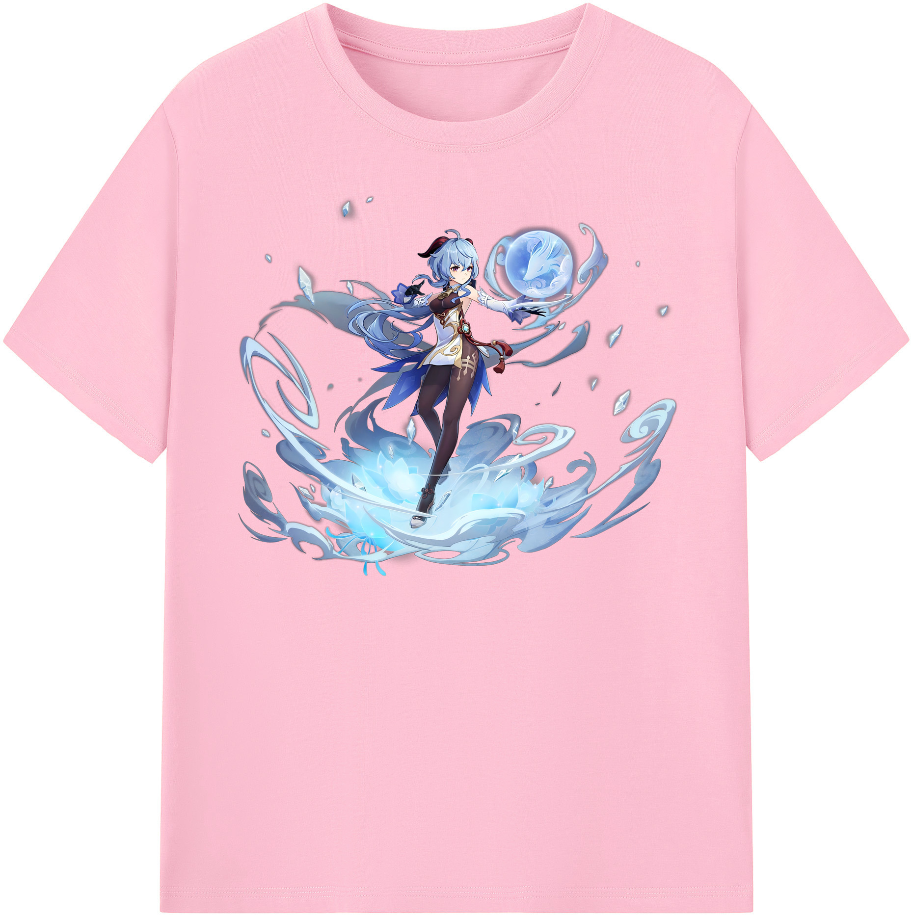 げんし神 甘雨 かんう genshin Ganyu 綿100％半袖Tシャツ（フロントプリント）