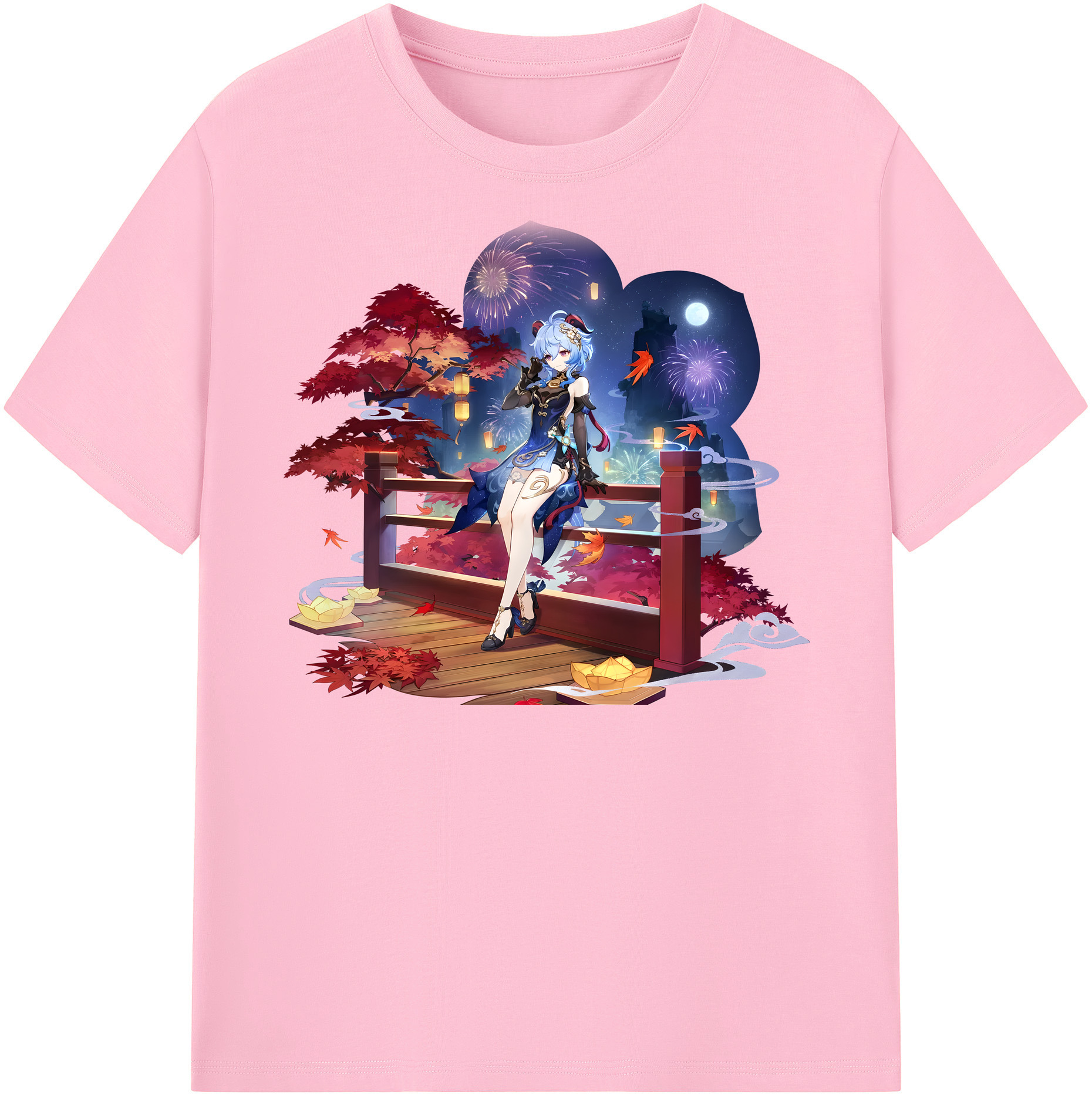 げんし神 甘雨 かんう genshin Ganyu 綿100％半袖Tシャツ（フロントプリント）