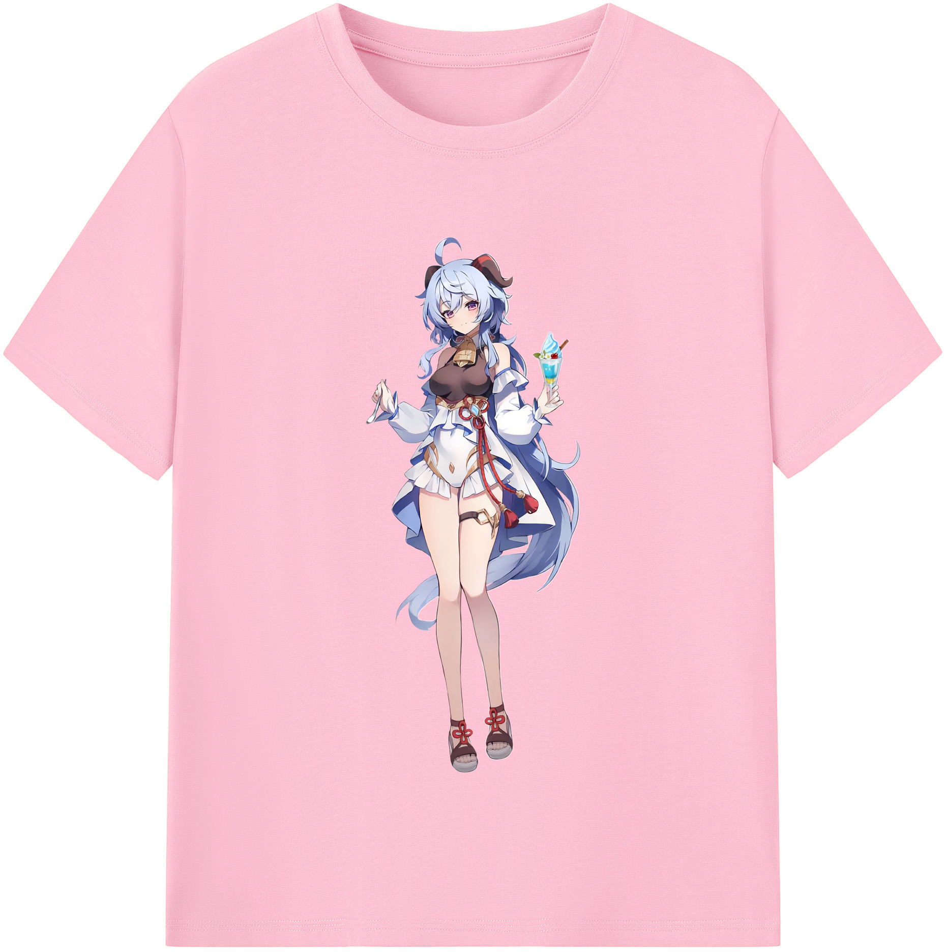 げんし神 甘雨 かんう genshin Ganyu 綿100％半袖Tシャツ（フロントプリント）