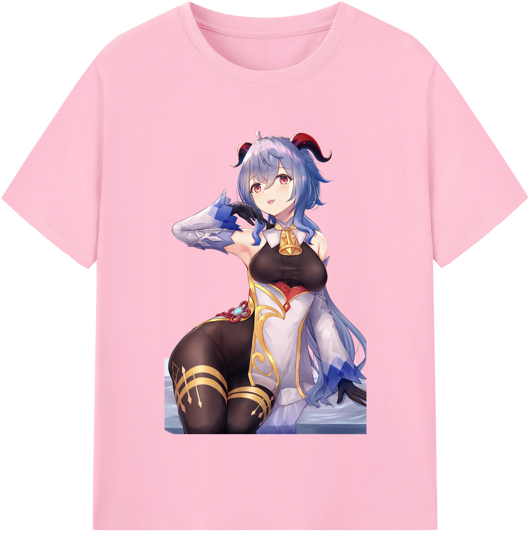 げんし神 甘雨 かんう genshin Ganyu 綿100％半袖Tシャツ（フロントプリント）