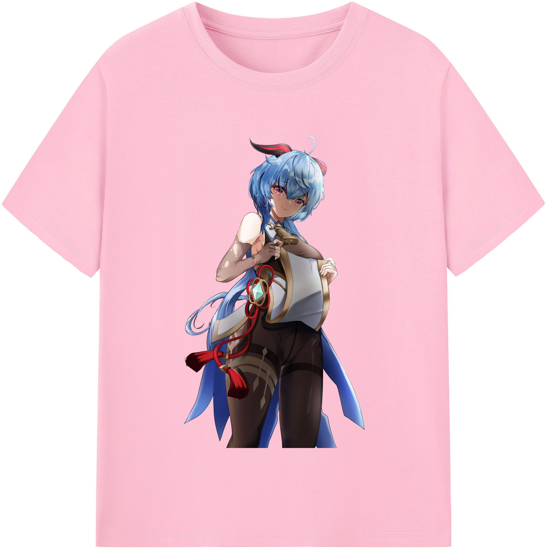 げんし神 甘雨 かんう genshin Ganyu 綿100％半袖Tシャツ（フロントプリント）