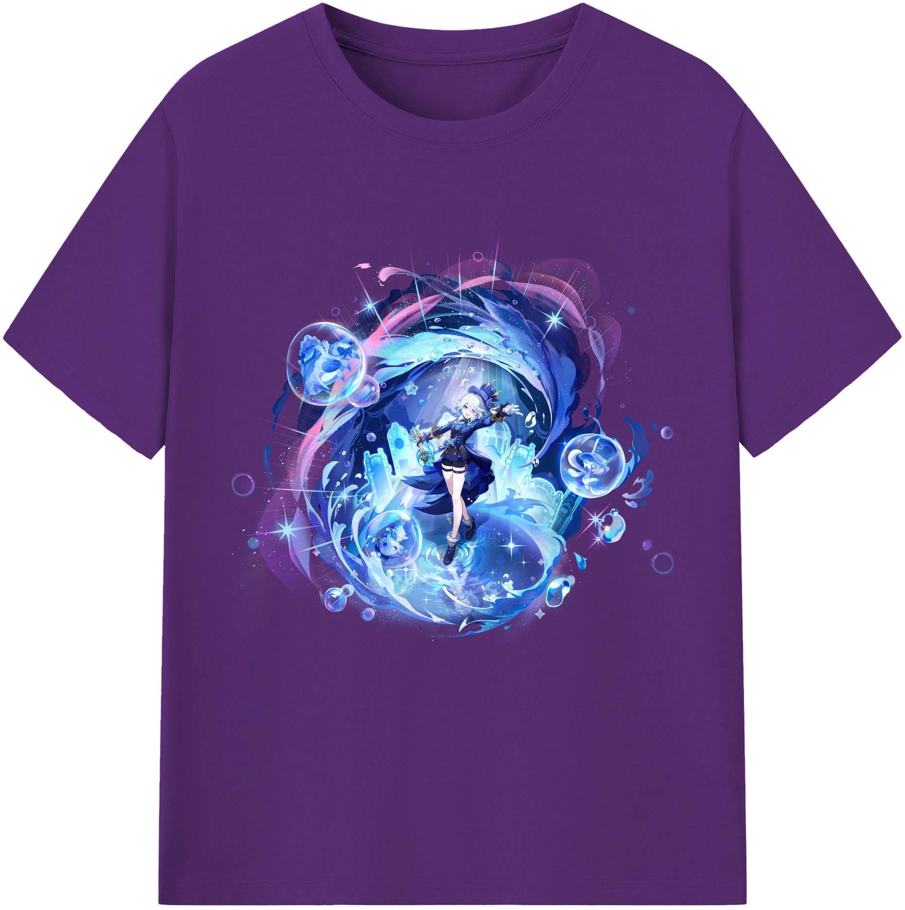げんし神 フリーナ genshin Furina 綿100％半袖Tシャツ（フロントプリント）