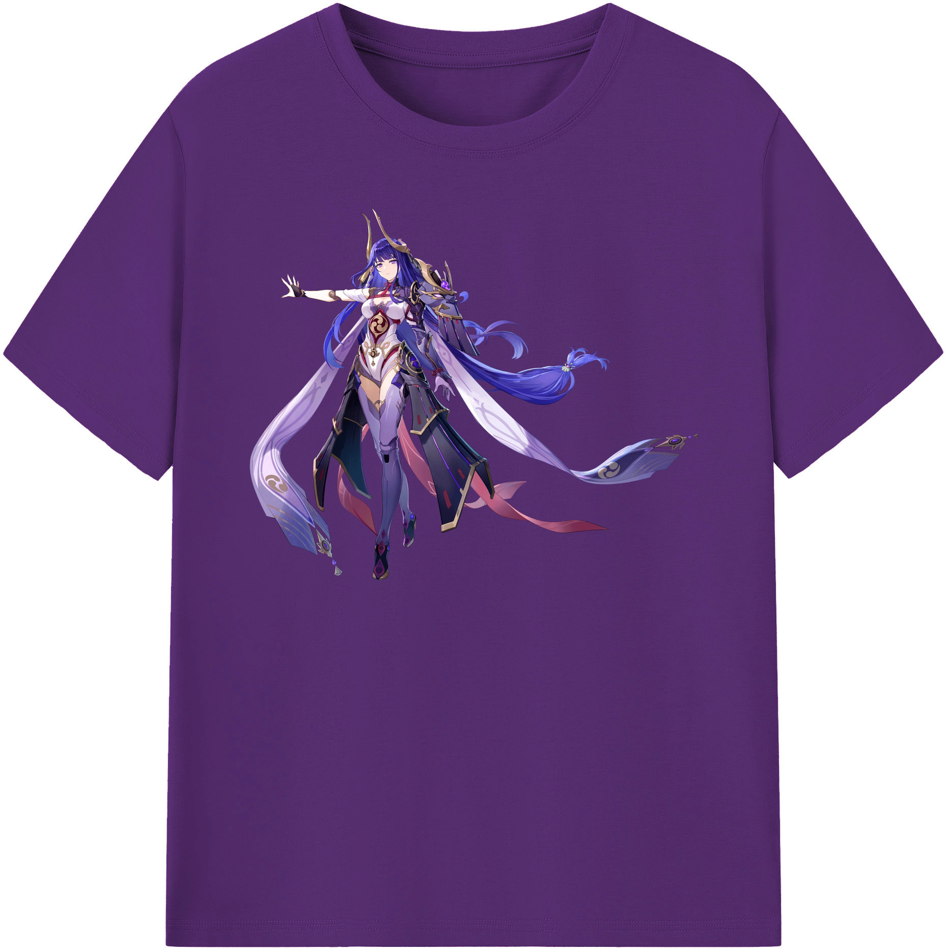 げんし神 雷電将軍 らいでんしょうぐん genshin Raiden Shogun 綿100％半袖Tシャツ（フロントプリント）